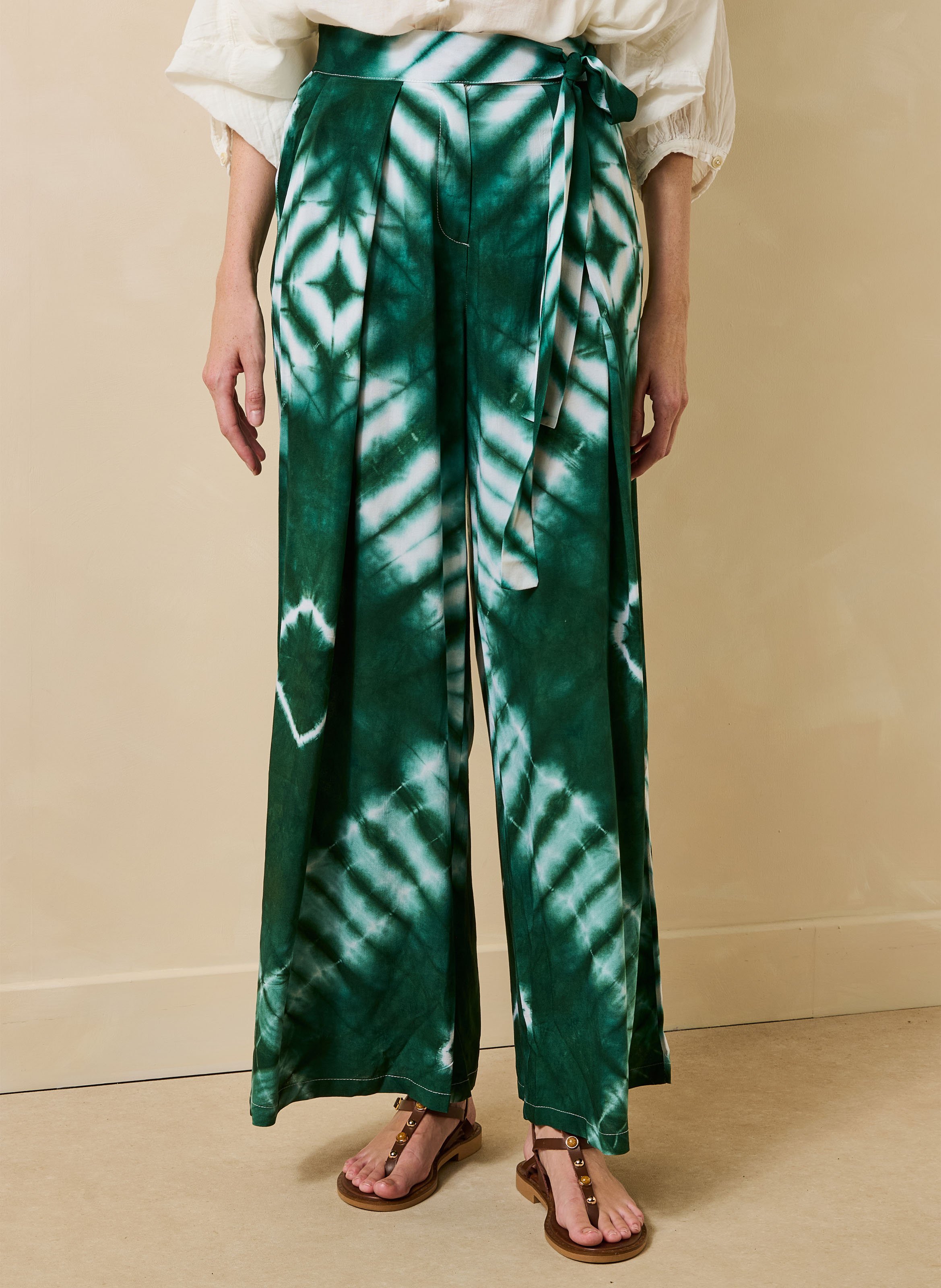 Pantalon large  LA FEE MARABOUTEE Vert