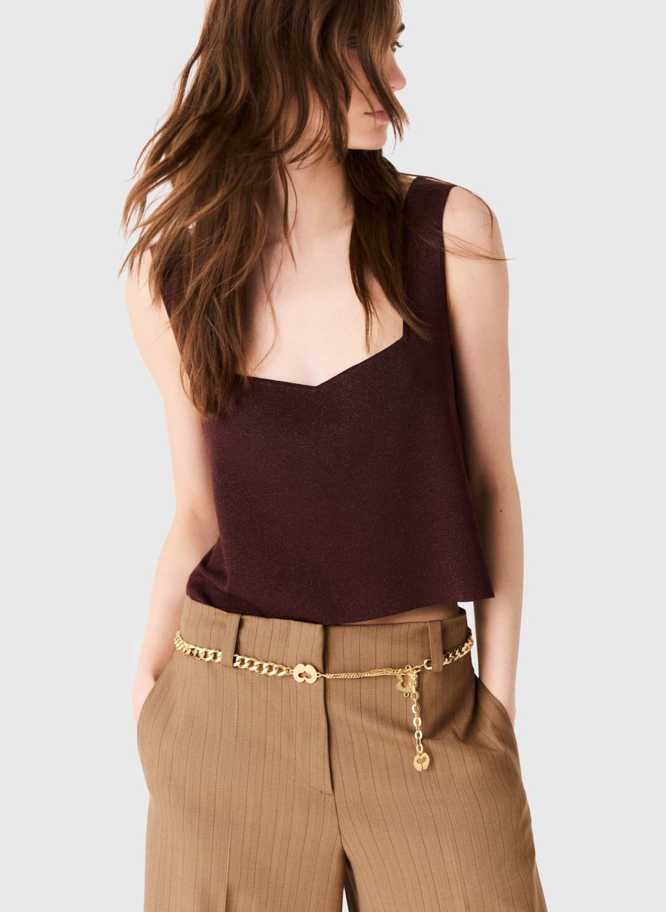 Metallic T-shirt MAJE Bruin