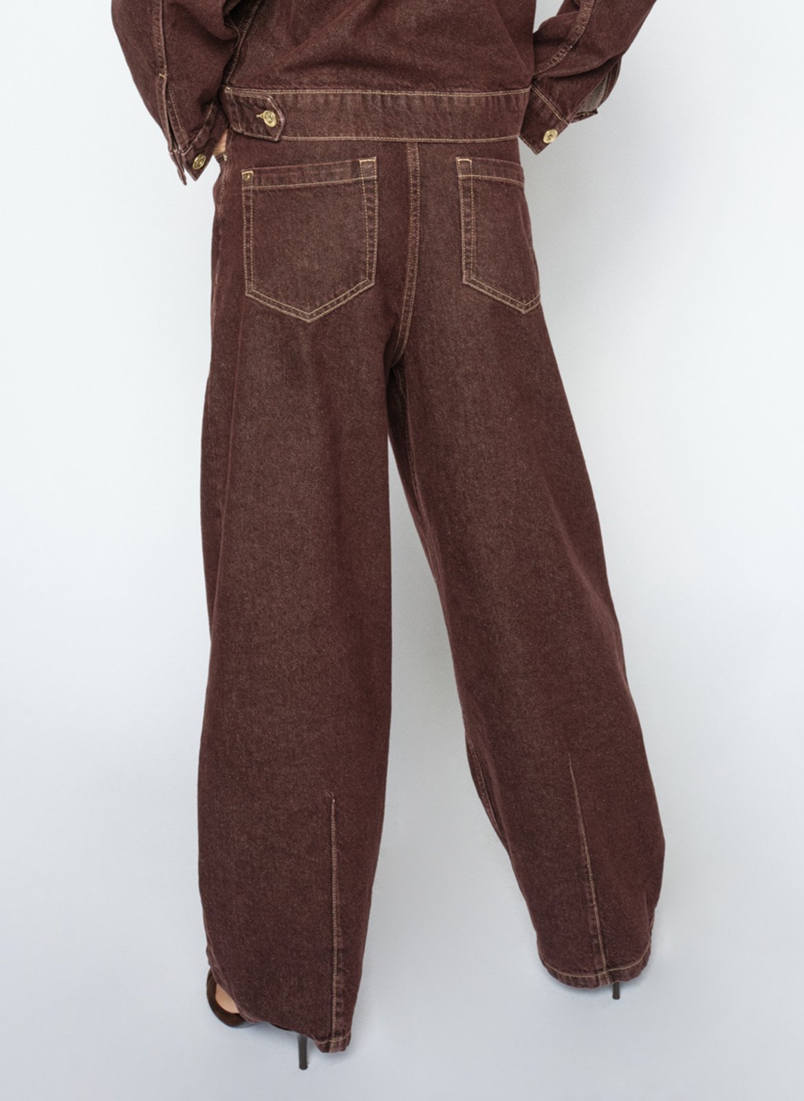 High-waisted plain denim jeans MOS MOSH Red