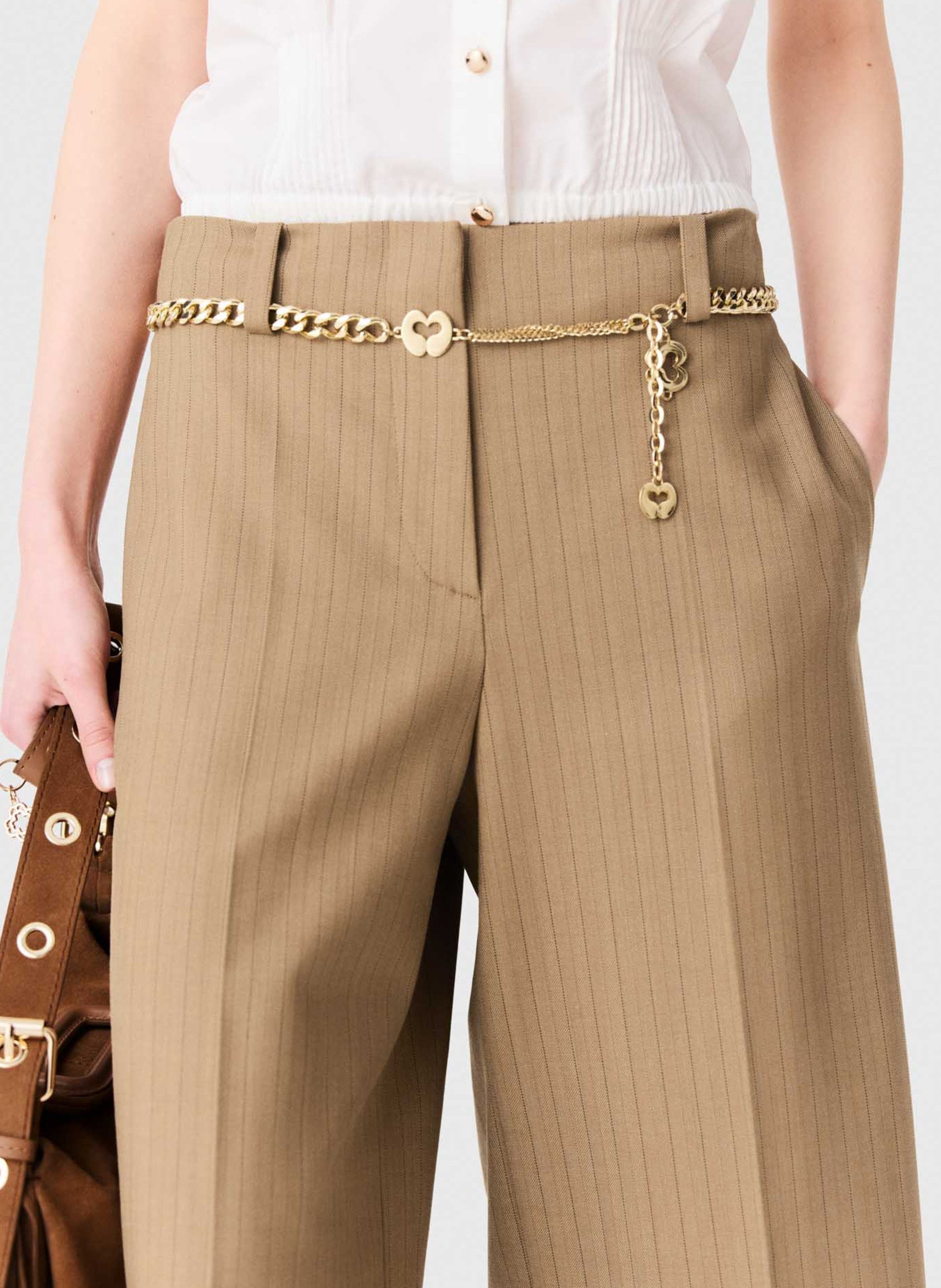 Striped wool blend tailored Bermuda shorts MAJE Beige