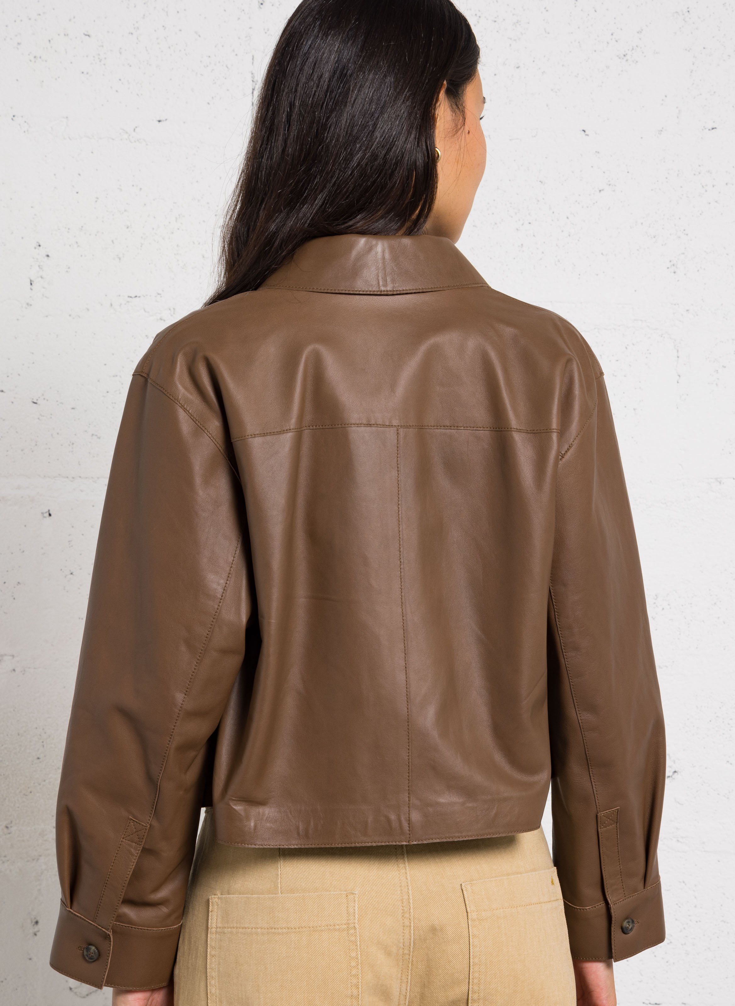 Kurze gerade Lederjacke MAX MARA WEEK END Braun