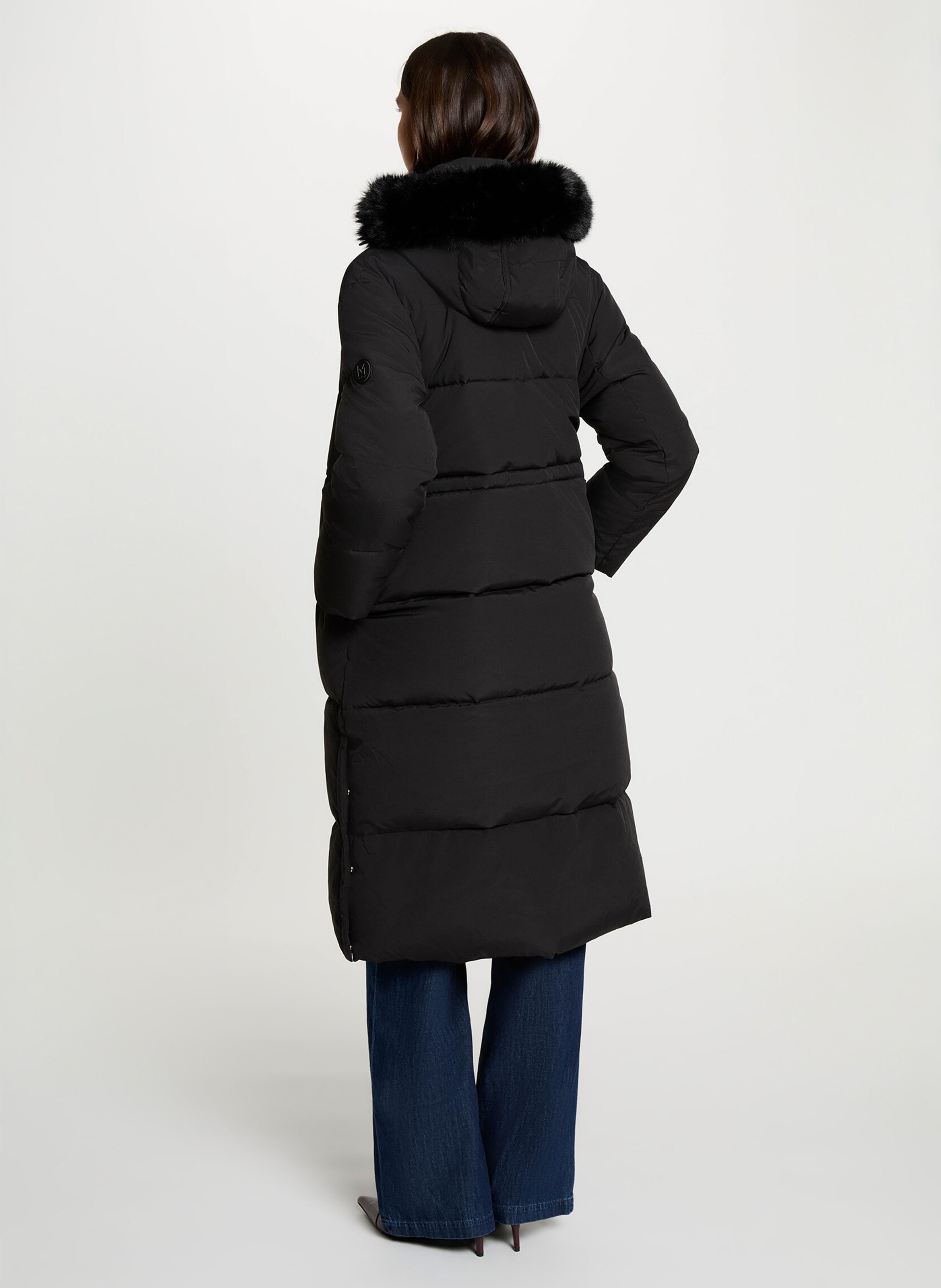 Langer taillierter Parka mit Kapuze MORGAN Schwarz