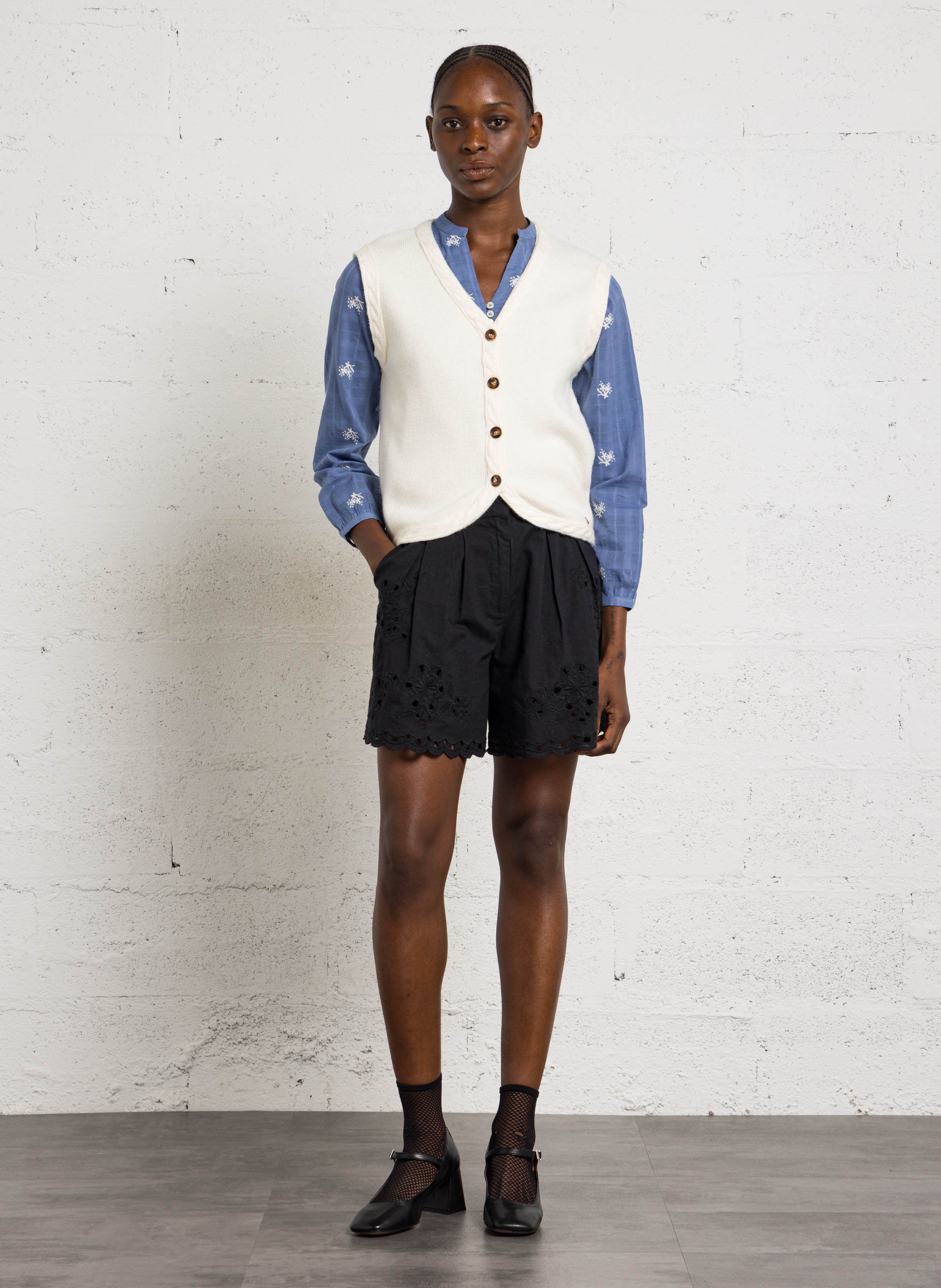Gilet droit col V LA PETITE ETOILE Beige