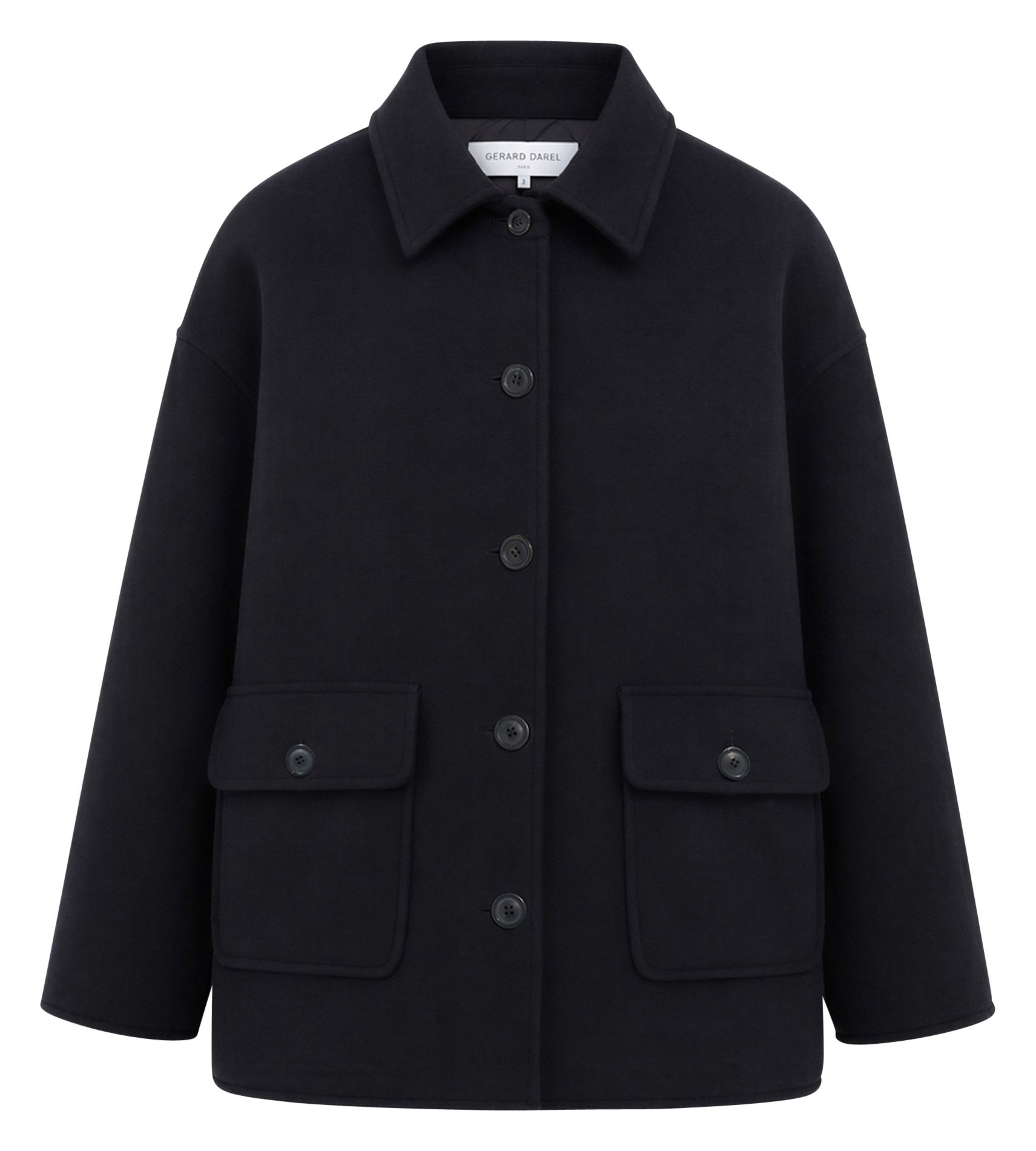 Manteau droit col classique en laine mélangée GERARD DAREL Noir