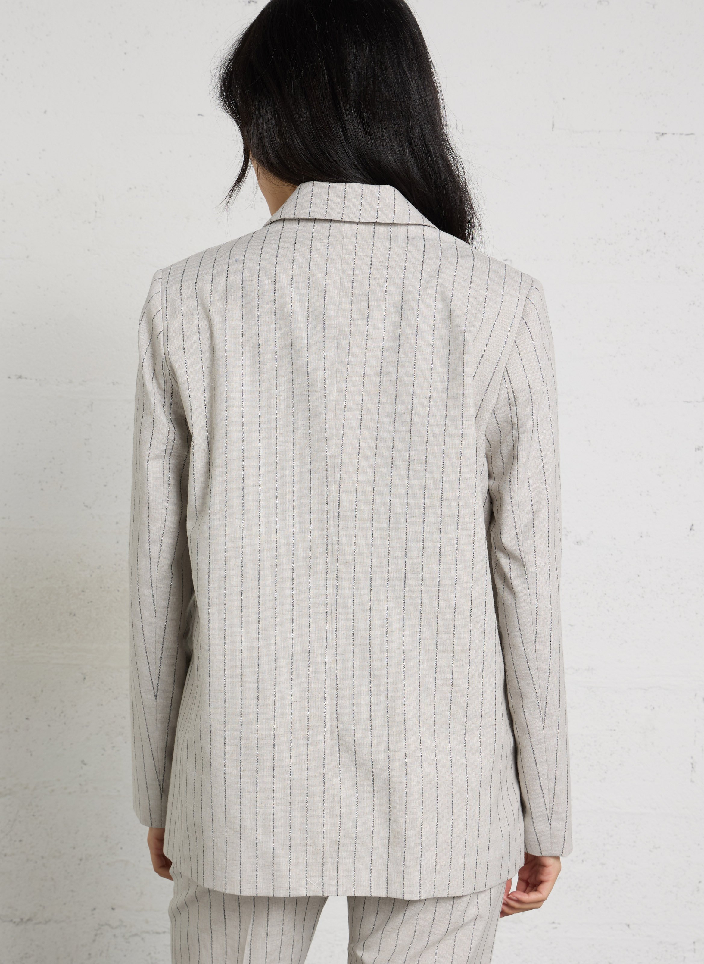 Straight Striped Blazer IKKS Beige