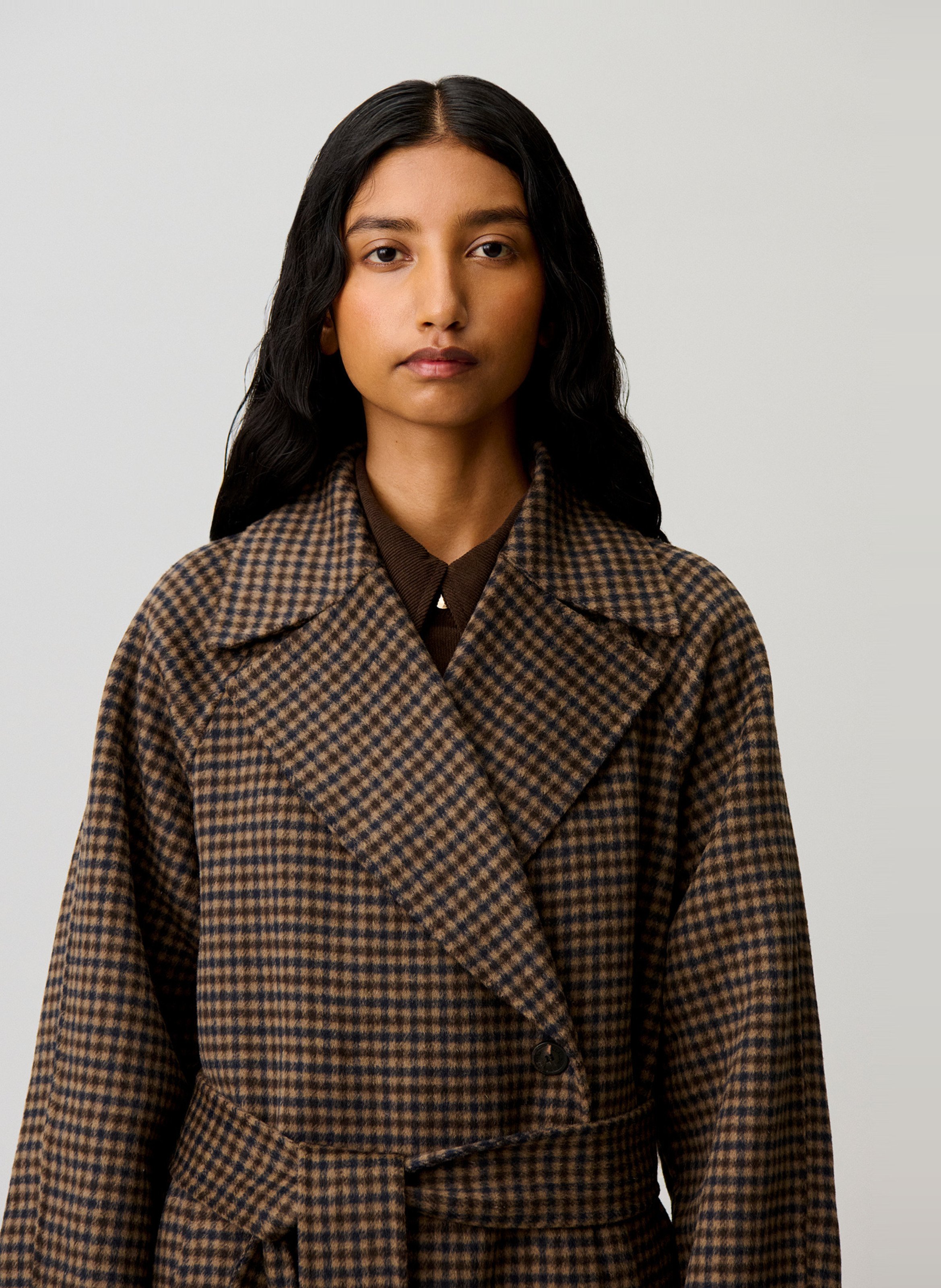 Manteau long ceinturée en laine mélangée CLAUDIE PIERLOT Multicolore