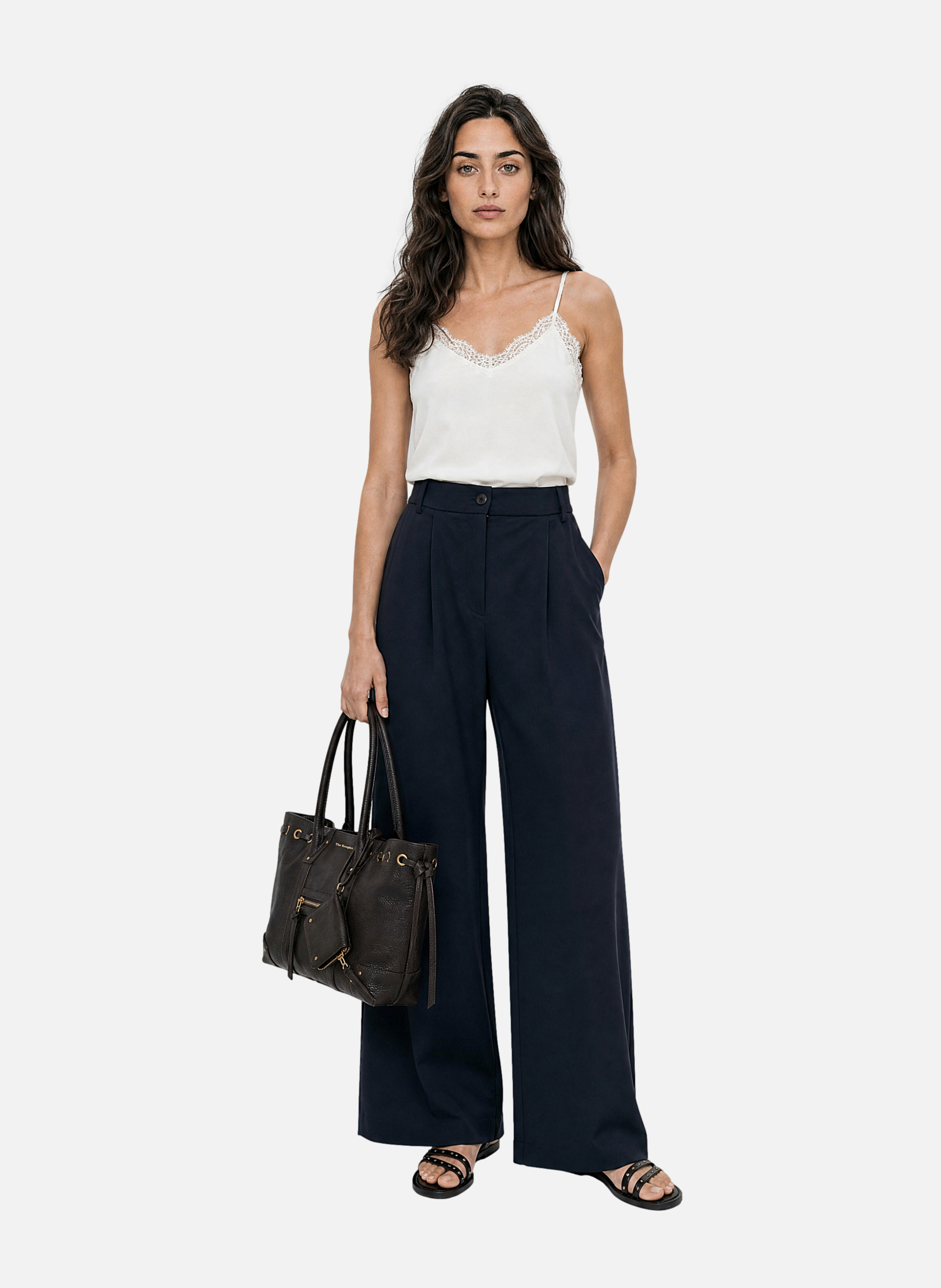 Wide-leg tailored wool blend trousers THE KOOPLES Blue
