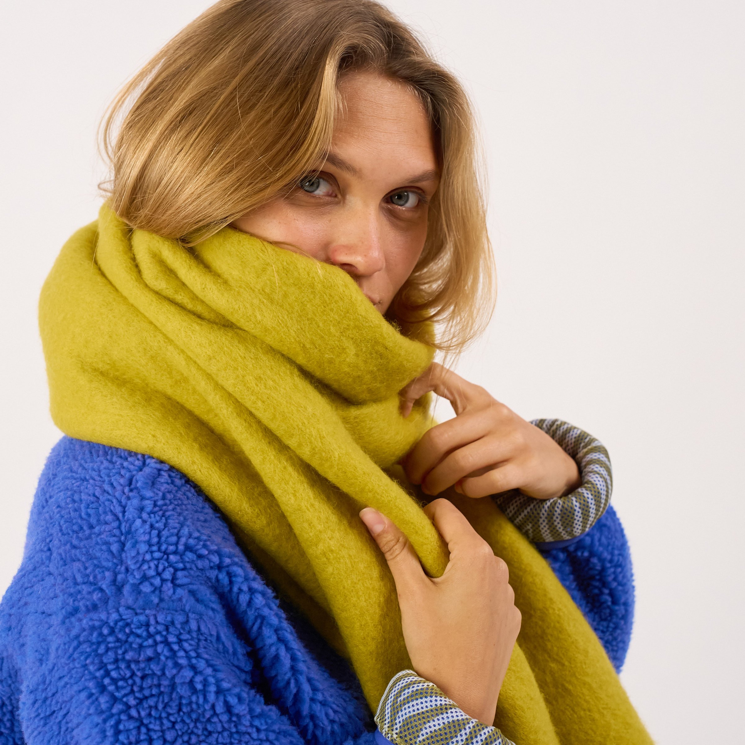 Wide wool scarf BILLYBELT Green