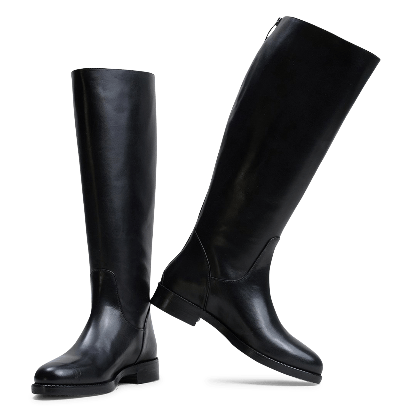 Bottes à talon mollet M en cuir JONAK Noir