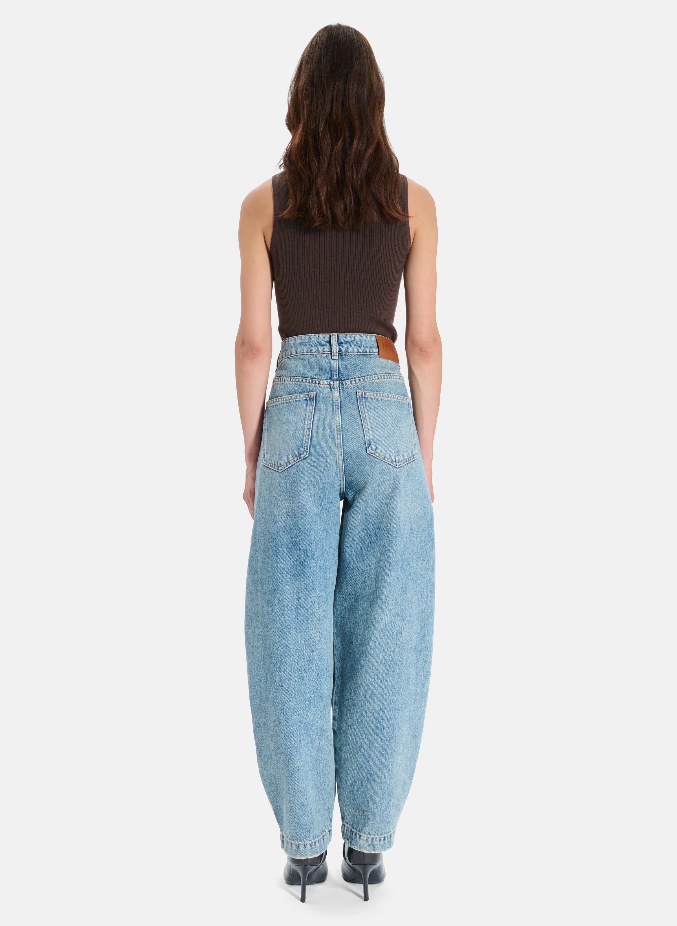 Jean barrel taille haute en coton ZAPA Bleu