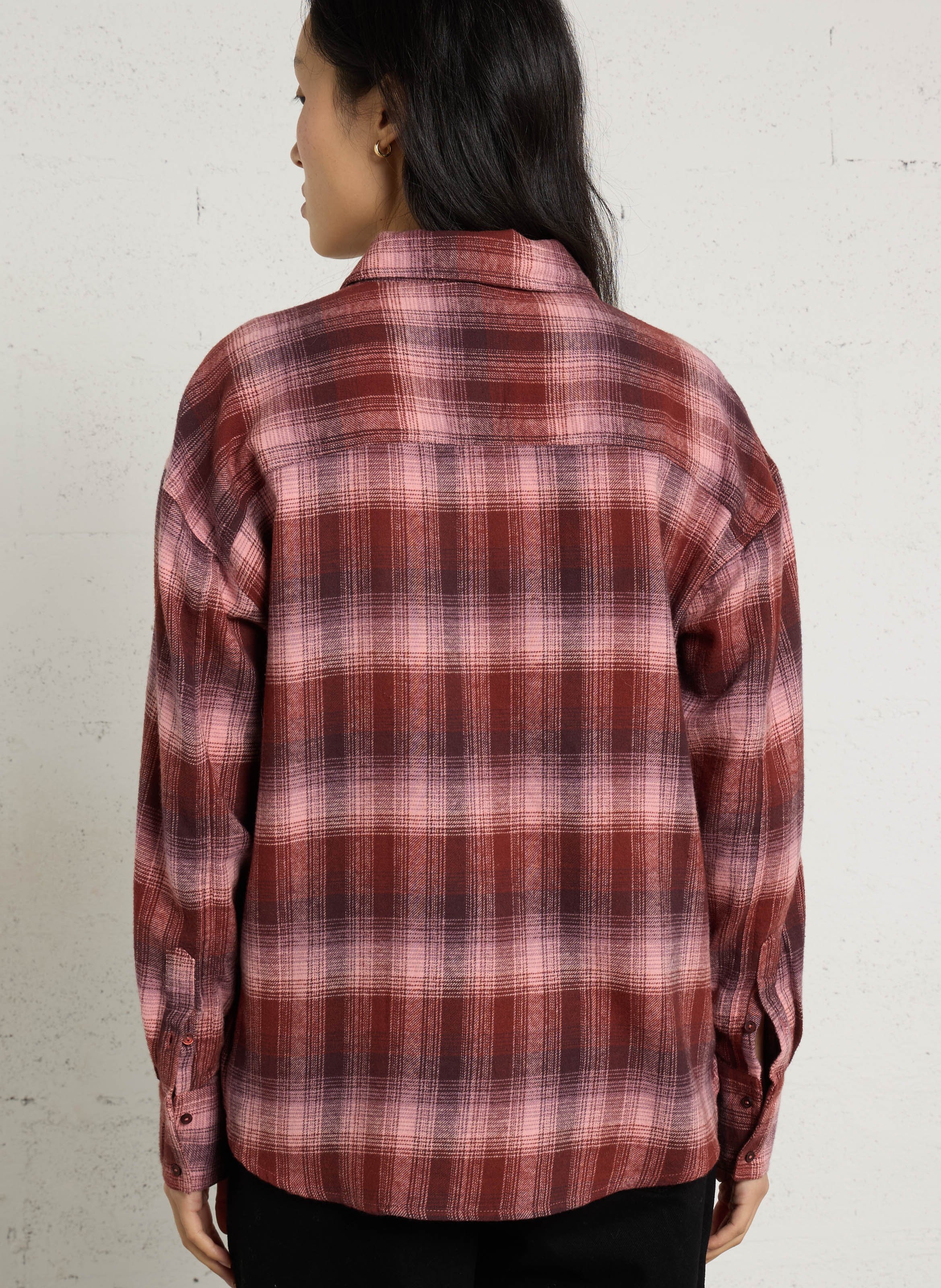 Chemise droite à carreaux en coton SUD EXPRESS Rose