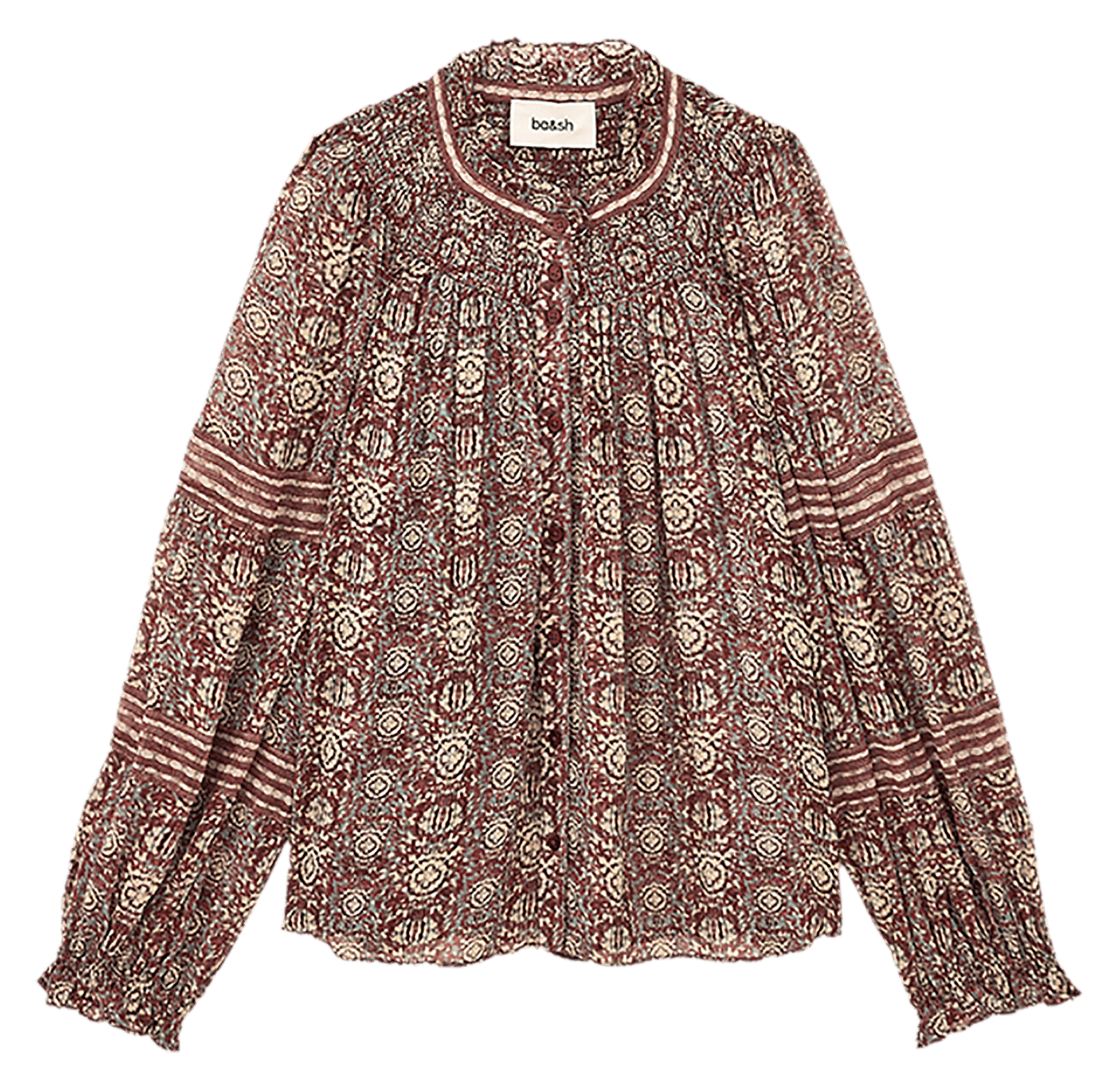 Wijdvallende blouse met Mao-kraag en print. BA&SH Paars