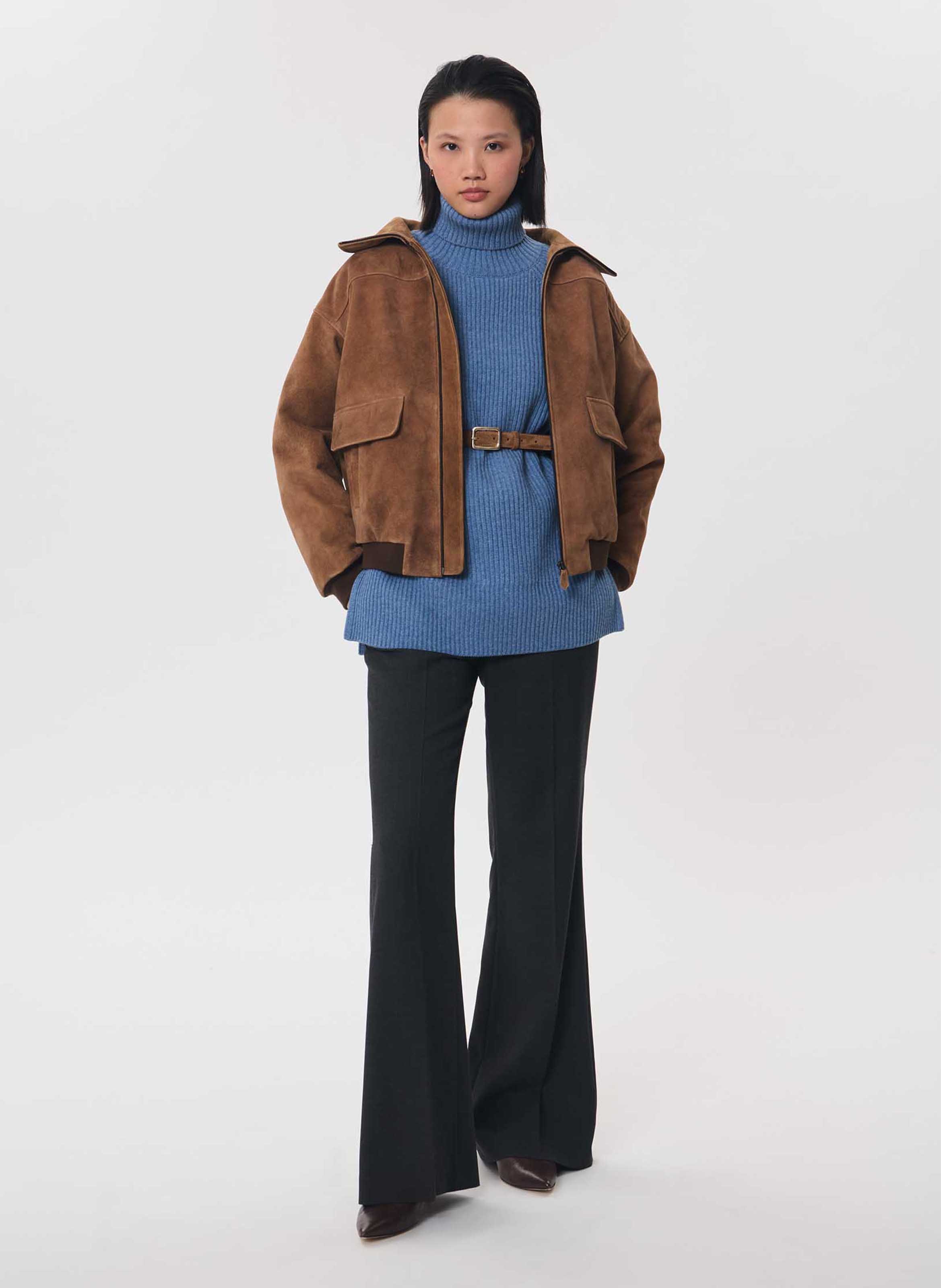 Weiter Rollkragenpullover aus Wollmix TARA JARMON Blau