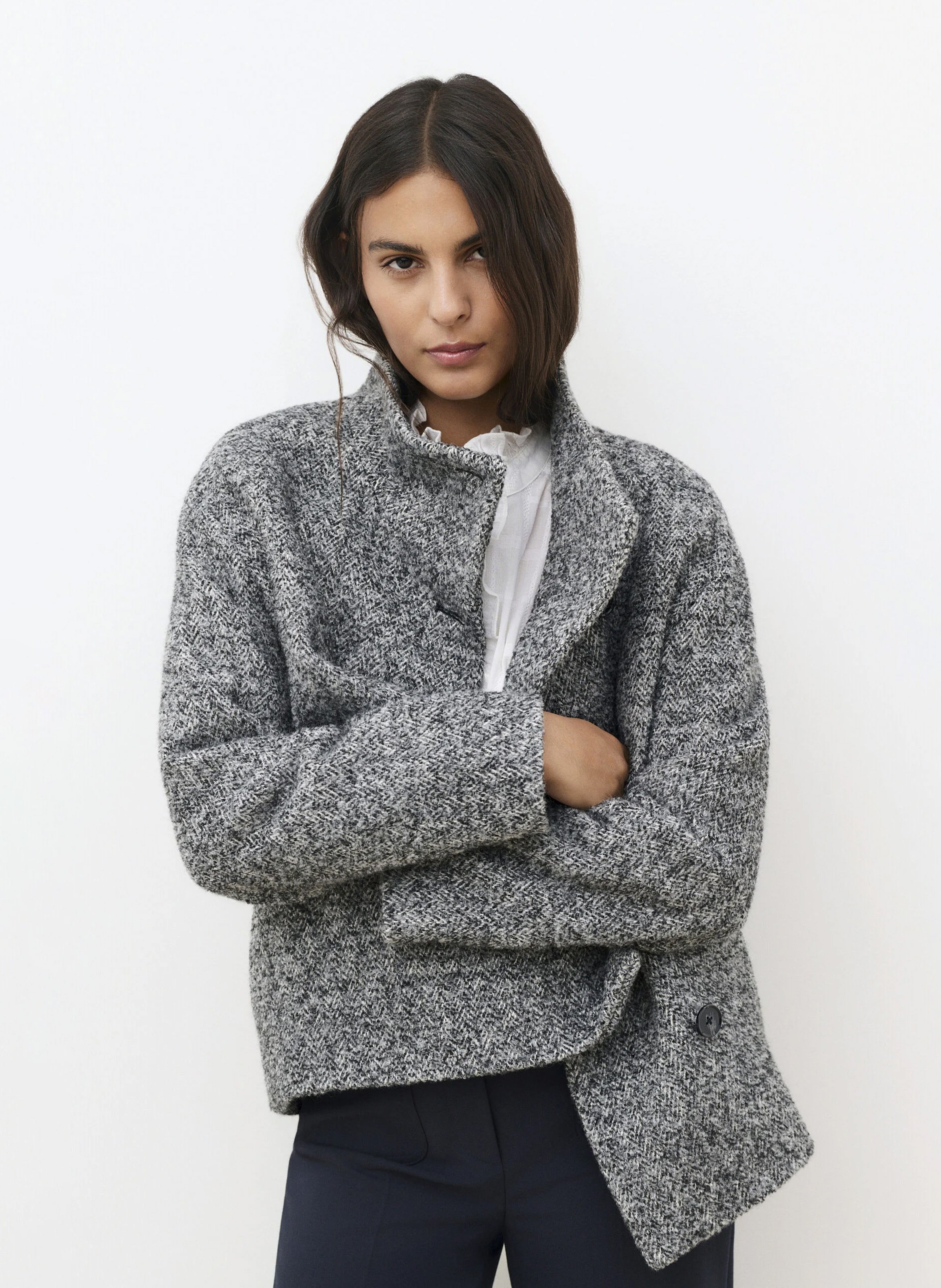 Manteau structuré col ouvert uni CAROLL Noir