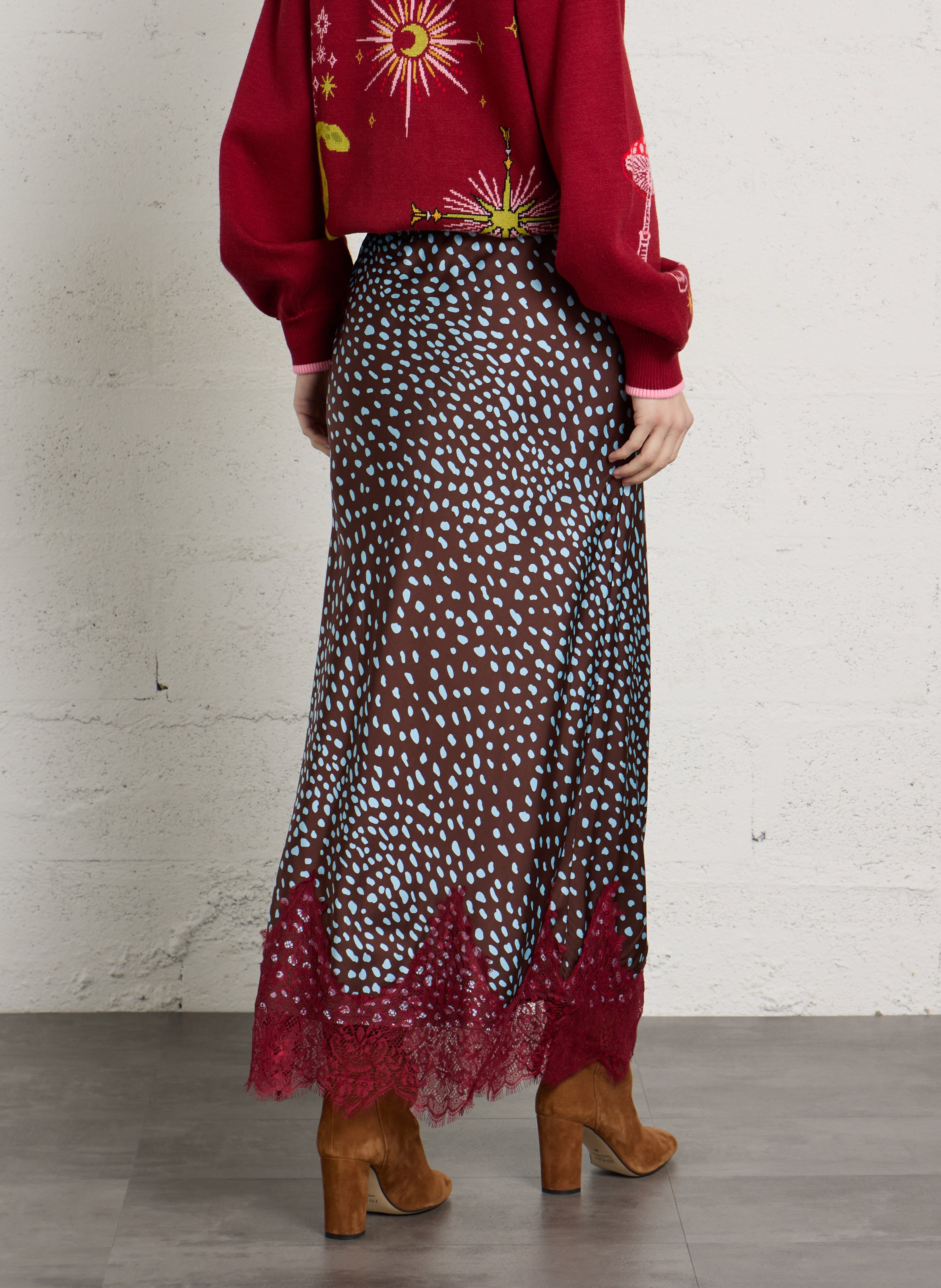 Long straight printed skirt NEVER FULLY DRESSED Brown