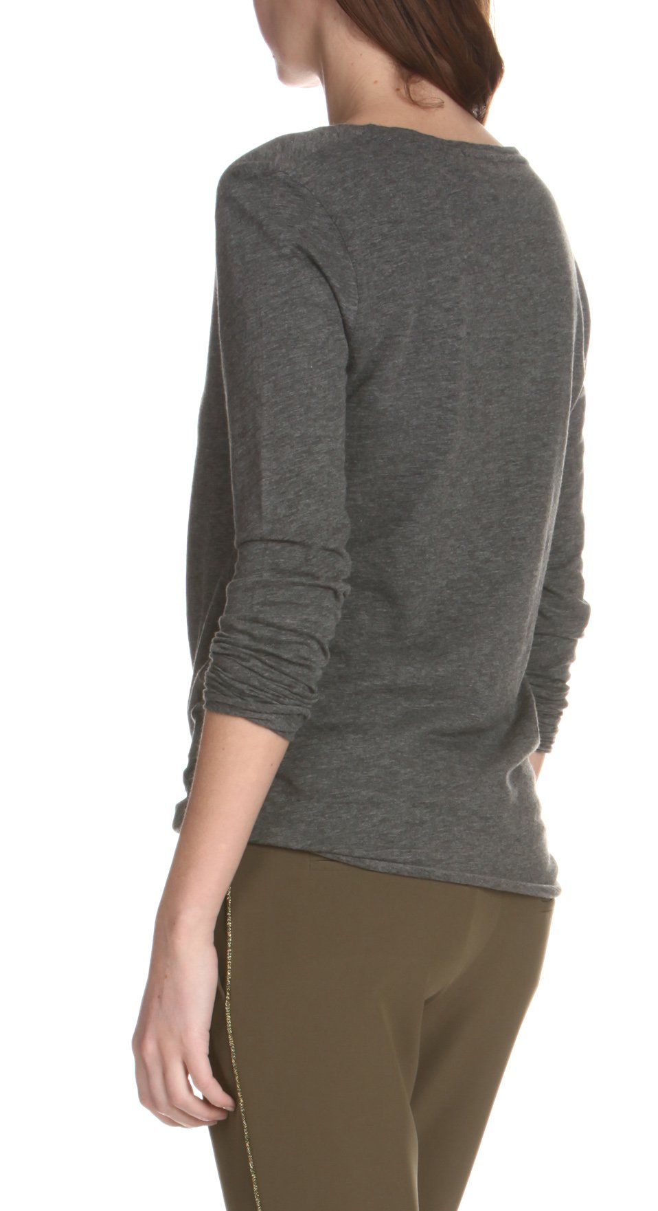 V-neck cotton-blend T-shirt Grey