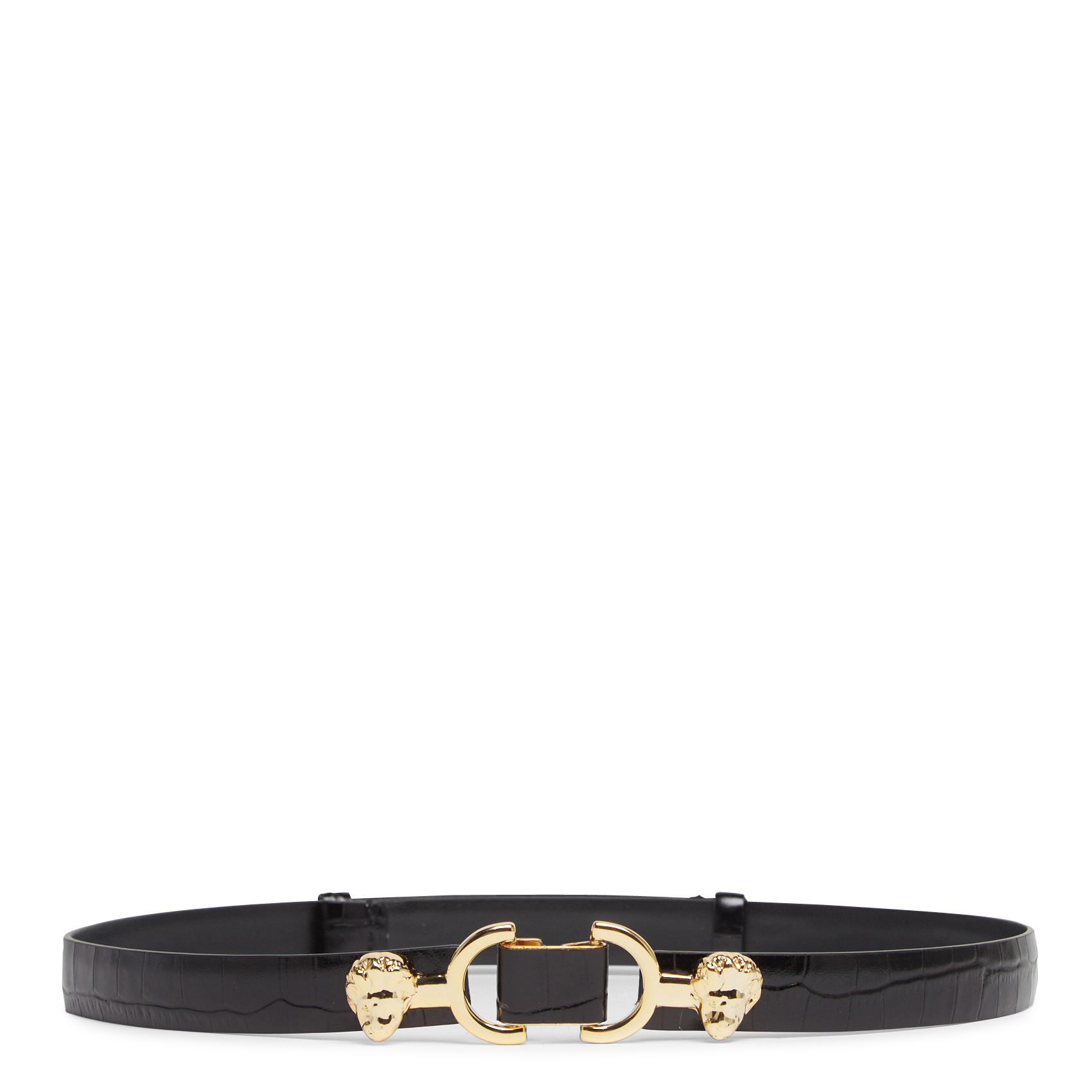 Crocodile-embossed skinny leather belt MAJE Black