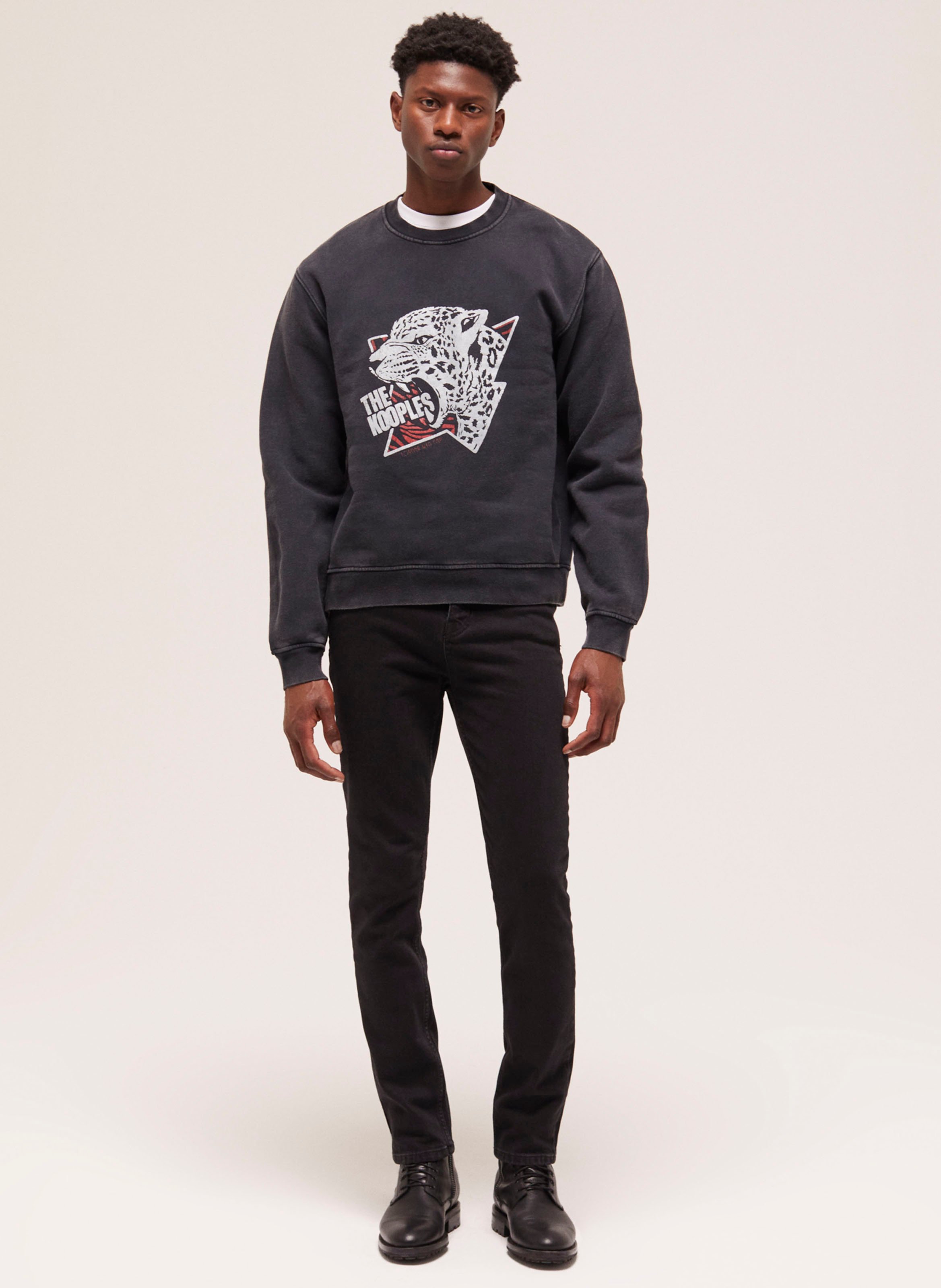 Sweat imprimé en coton délavé THE KOOPLES Bleu