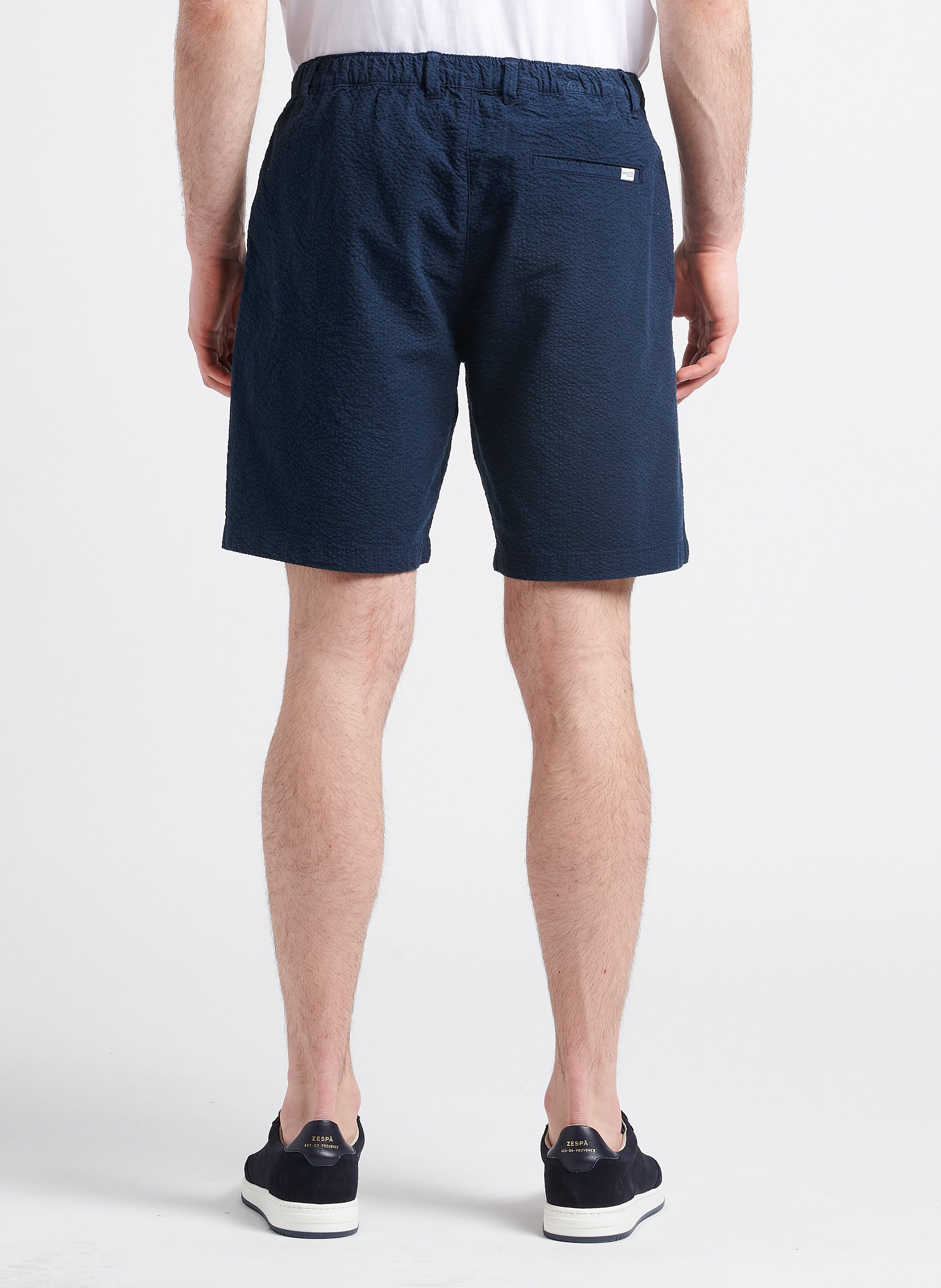Strukturierte Shorts aus Bio-Baumwoll-Mix SELECTED Blau