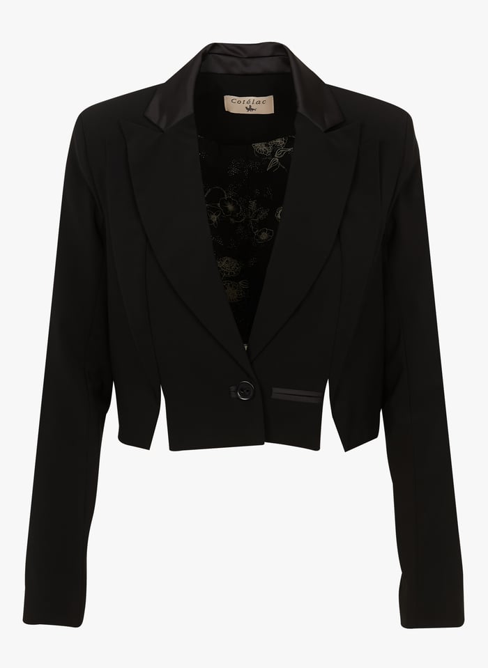 Black Short straight asymmetric blazer