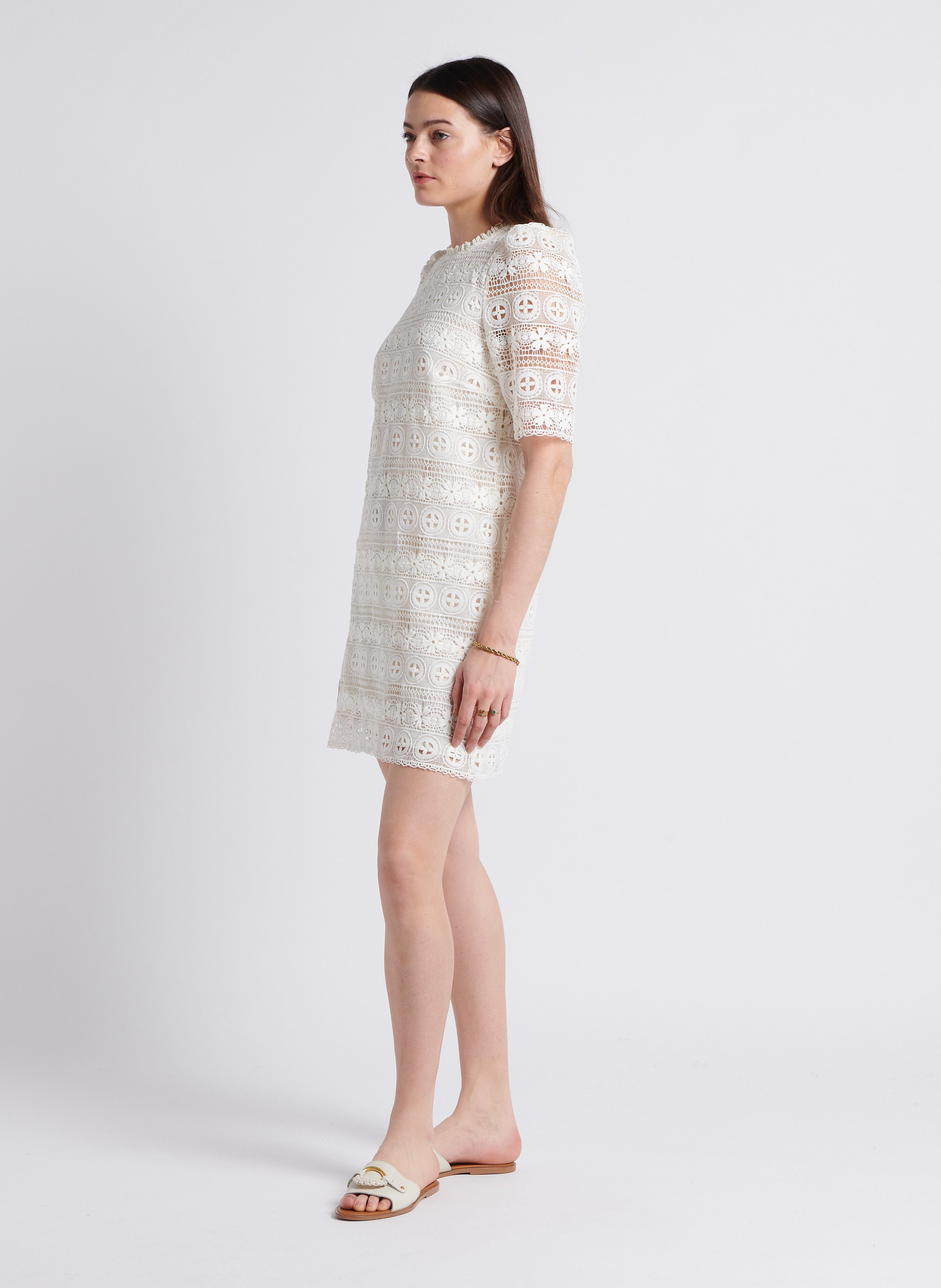 Korte, rechte jurk met ronde hals LA PETITE ETOILE Wit