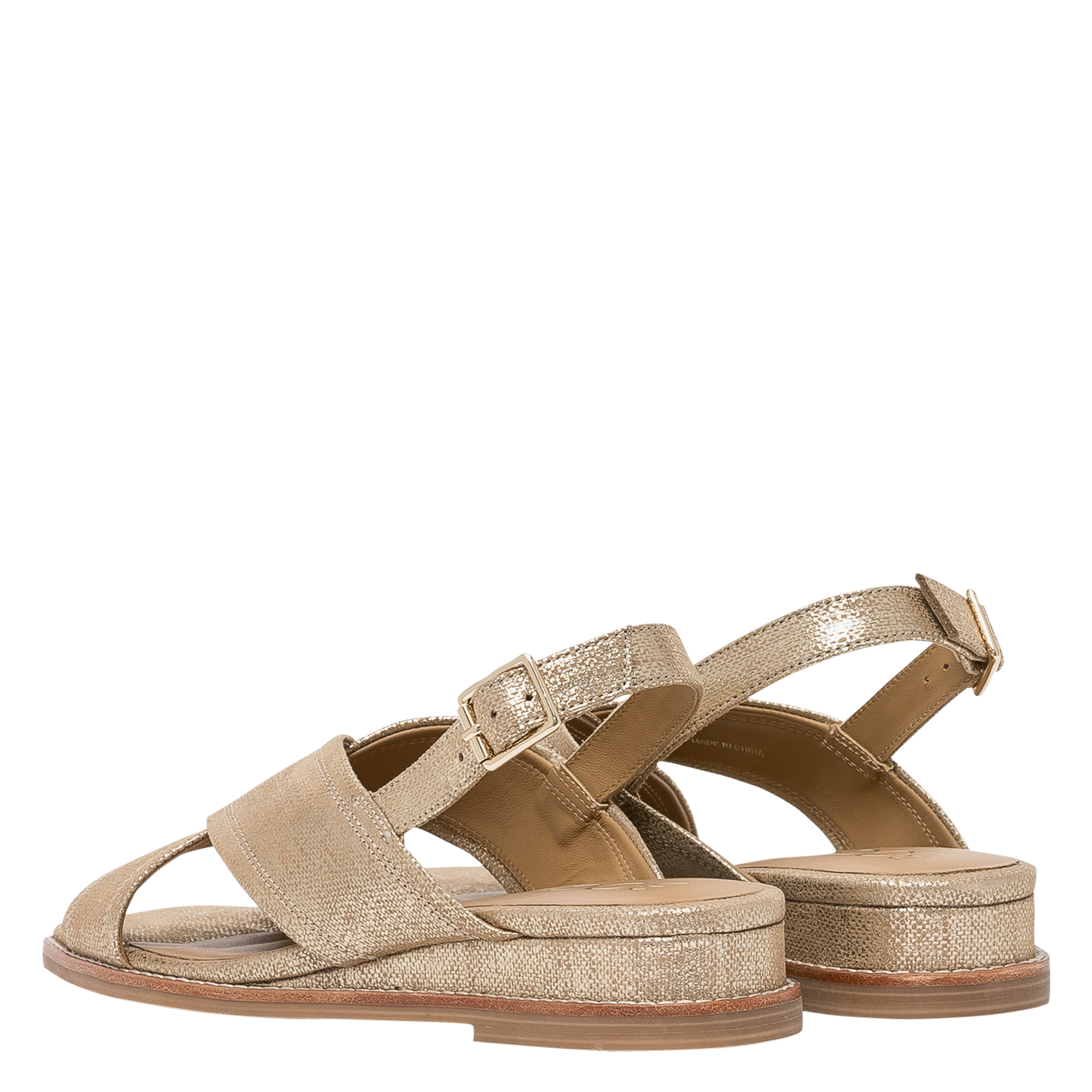 Leren sandaaltje met hak BOCAGE Golden