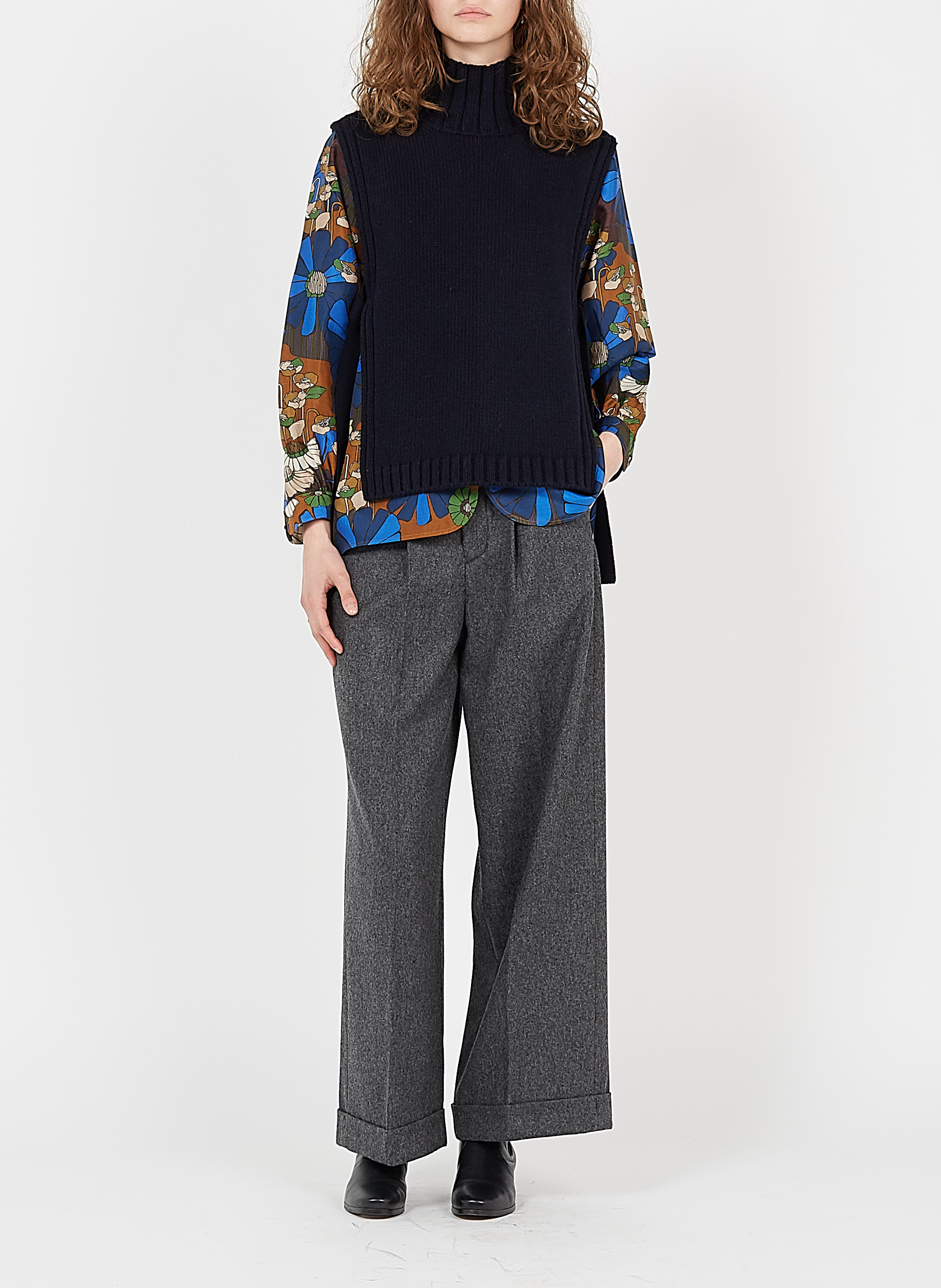 Sleeveless high-neck wool-blend sweater SOEUR Blue