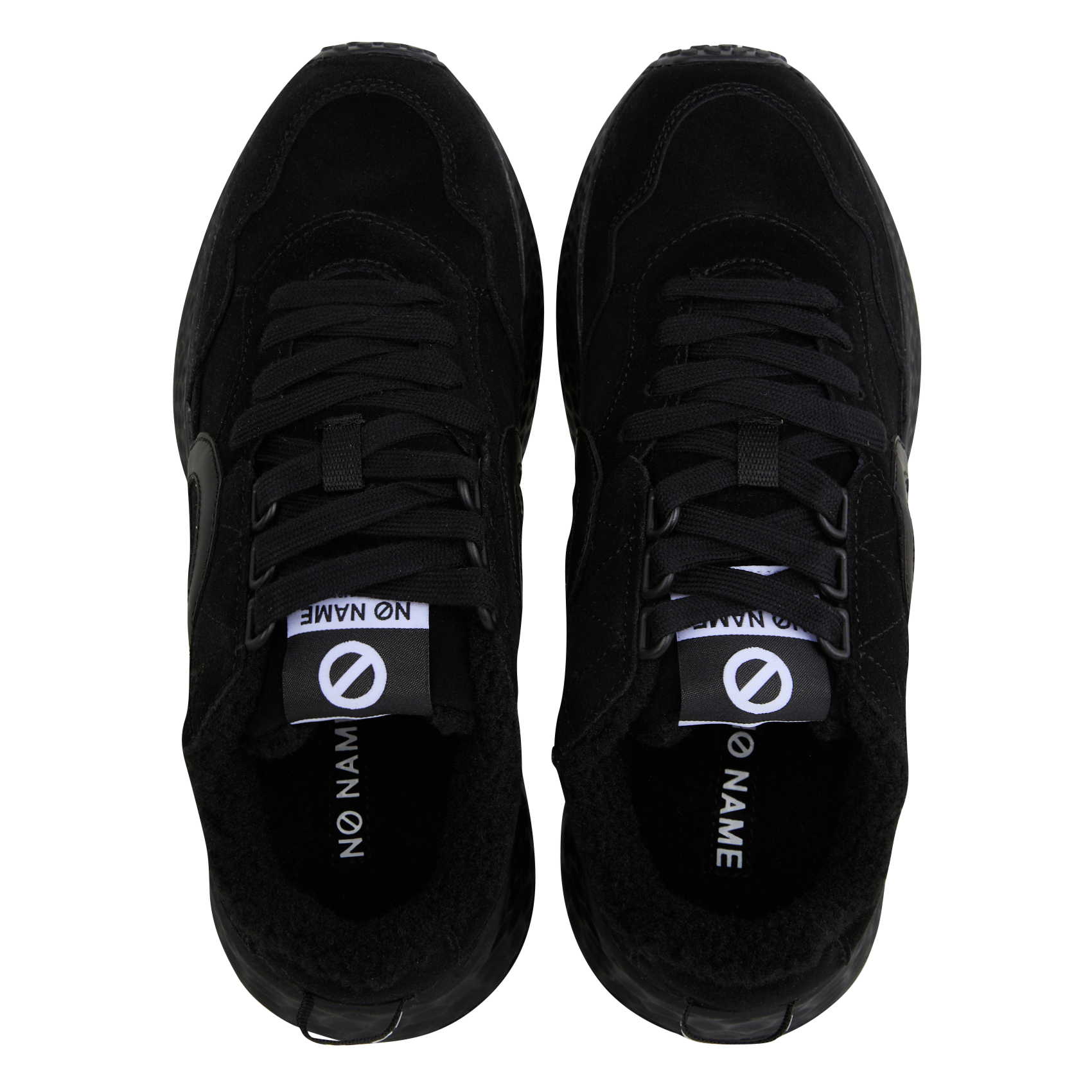 Zapatillas bajas con cuña de cuero aterciopelado NO NAME Negro