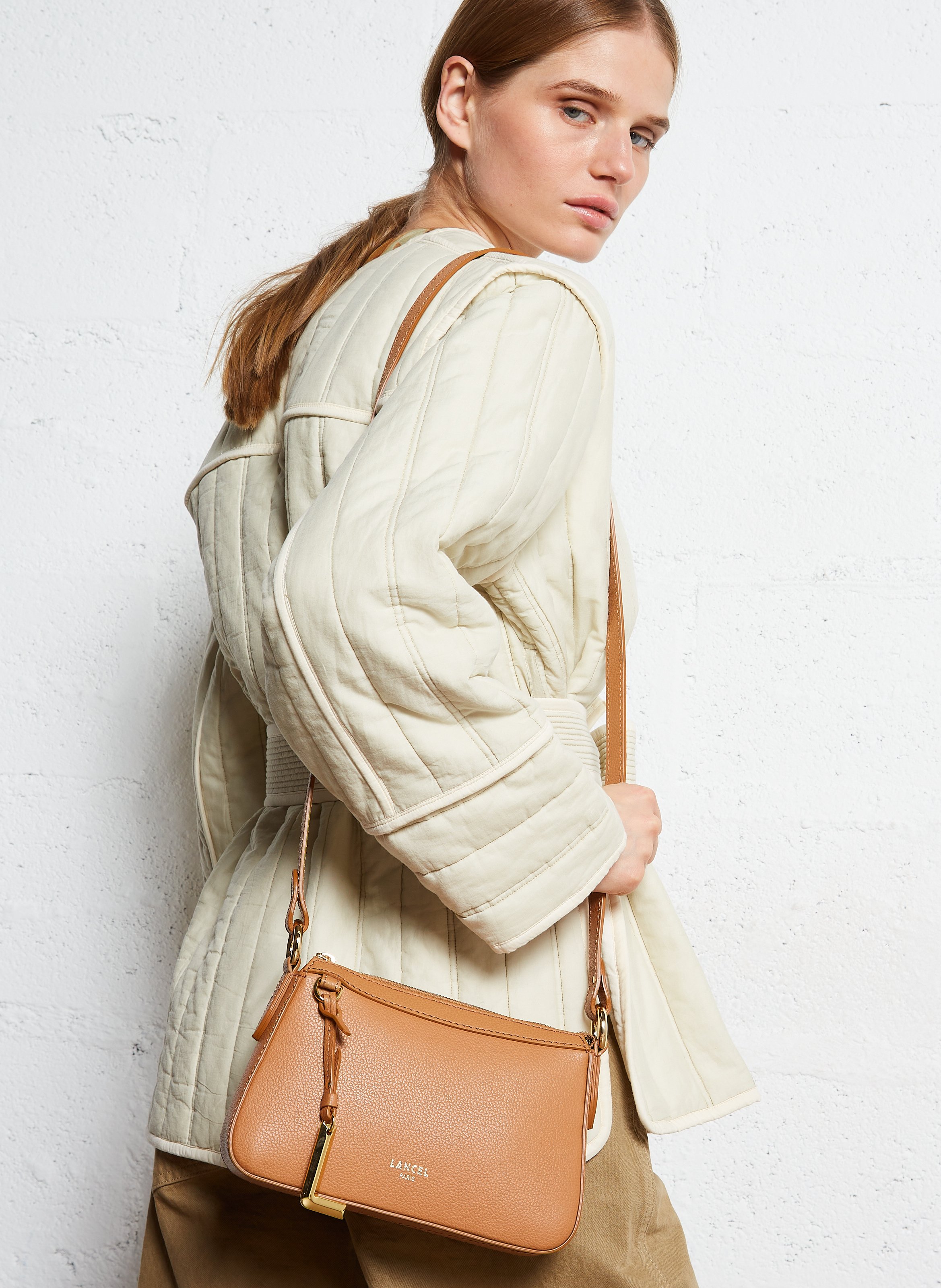 Sac bandoulière en cuir LANCEL Beige