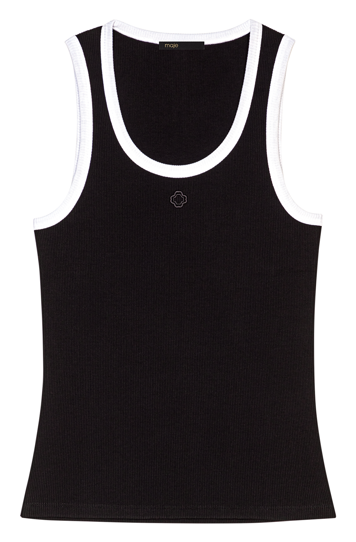 Rechte singlet van katoenmix MAJE Zwart