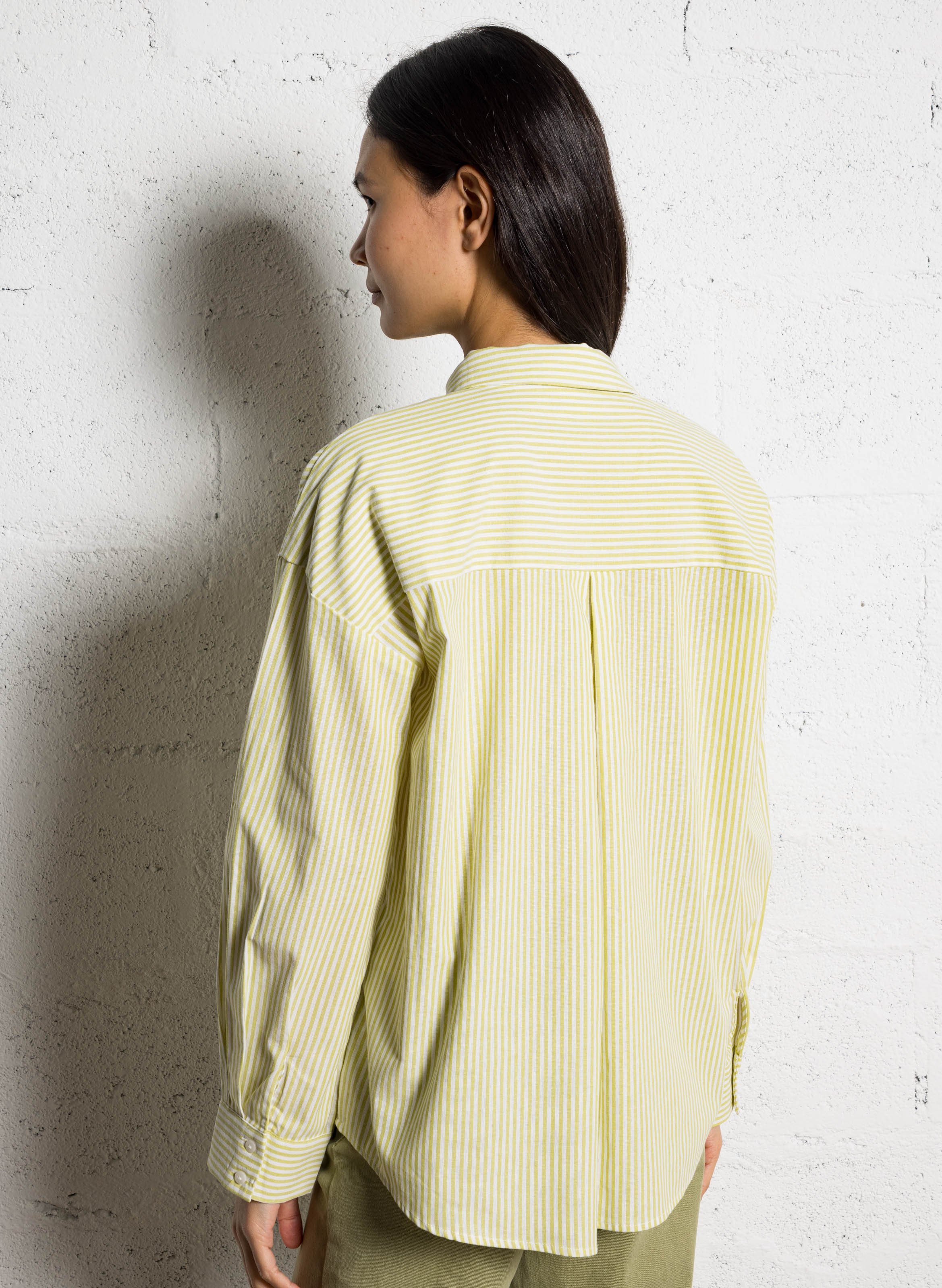 Gerade geschnittenes Hemd mit klassischem Streifenmuster aus Bio-Baumwolle VILA Beige