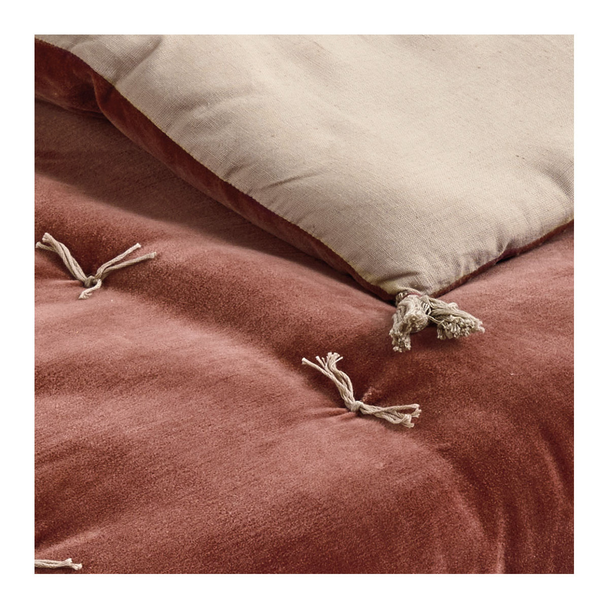 Futon mattéo en velours de coton et lin - 180 x 80 cm - terracotta BLANC D'IVOIRE Rouge