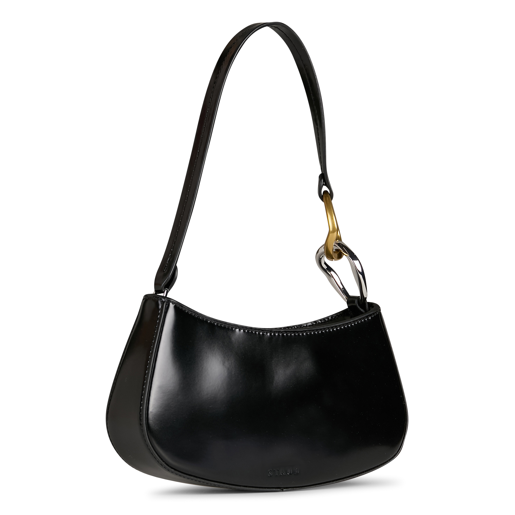 Geschnürte Beuteltasche aus strukturiertem Leder STAUD Schwarz