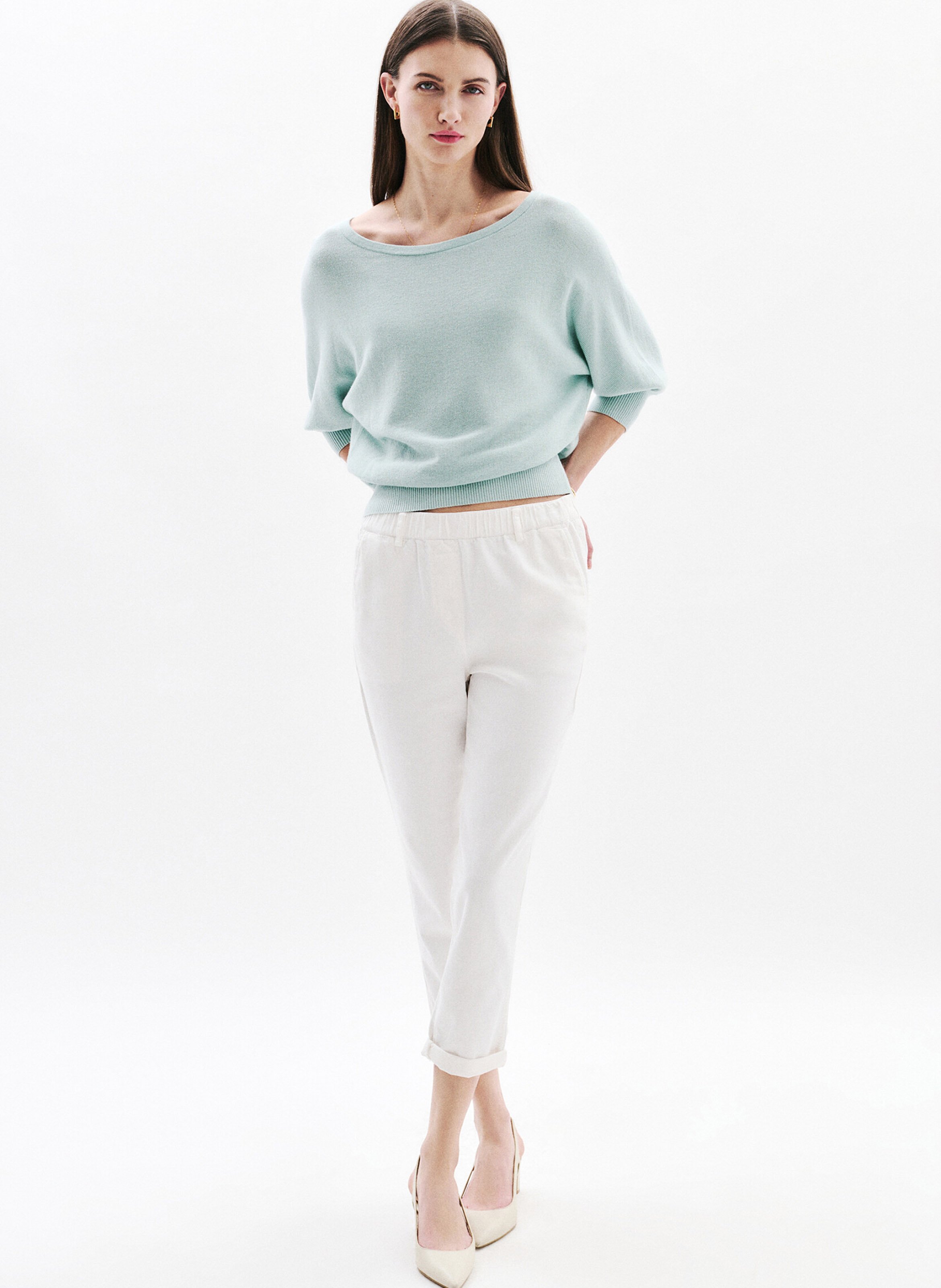 Carrot 7/8 length trousers plain CAROLL White