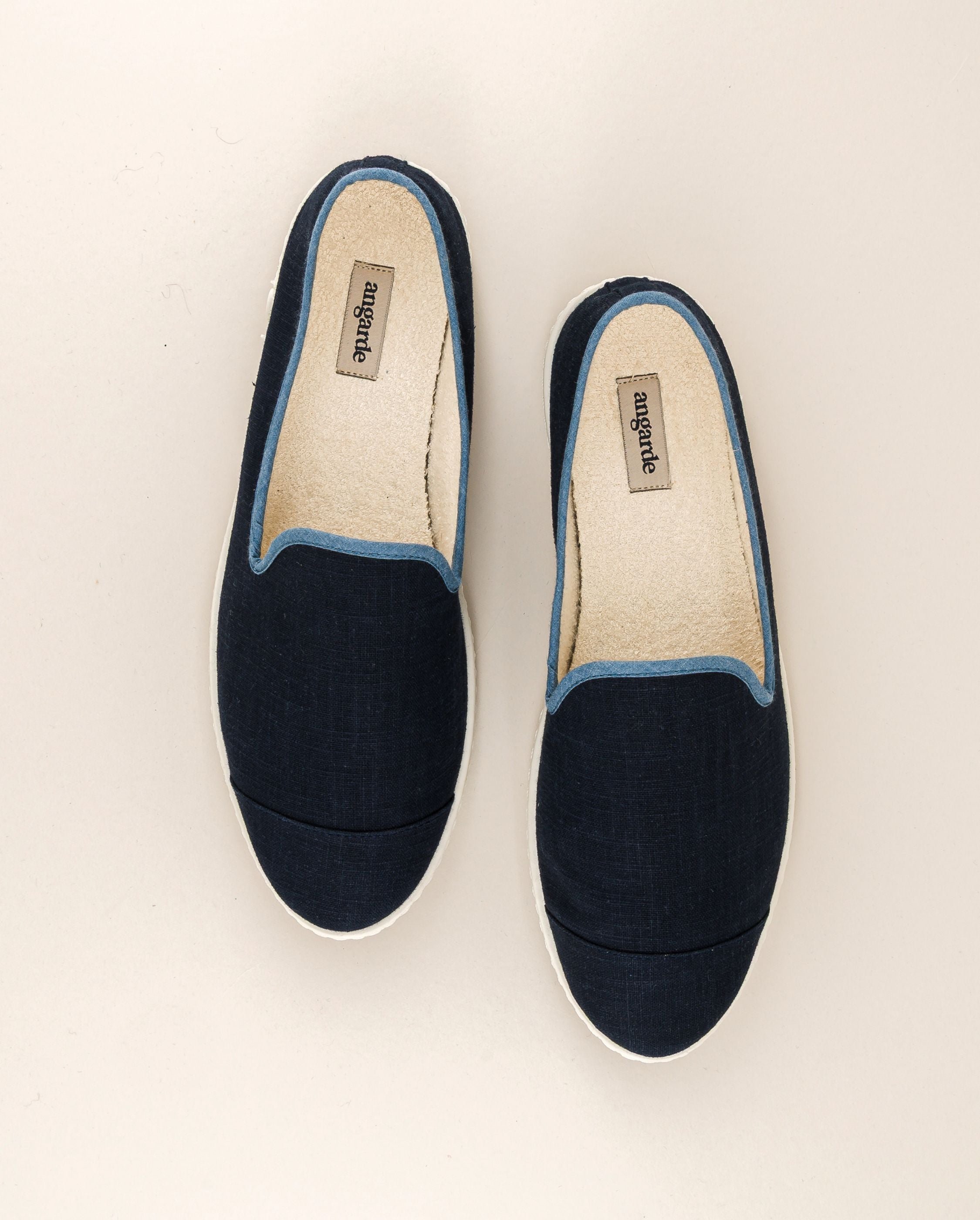 Men's linen slippers, navy blue. ANGARDE Blue
