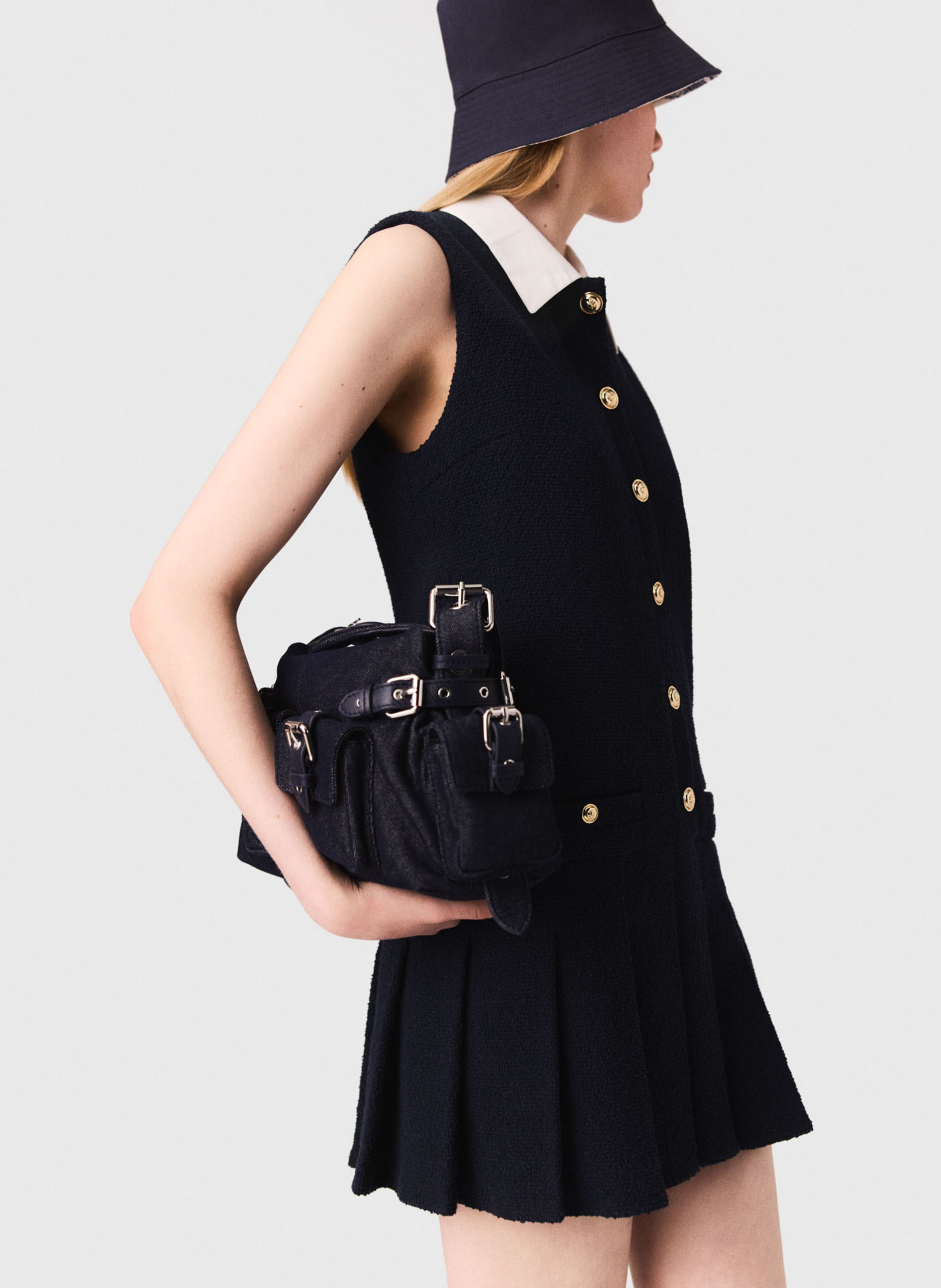 Robe courte en coton mélangé MAJE Bleu