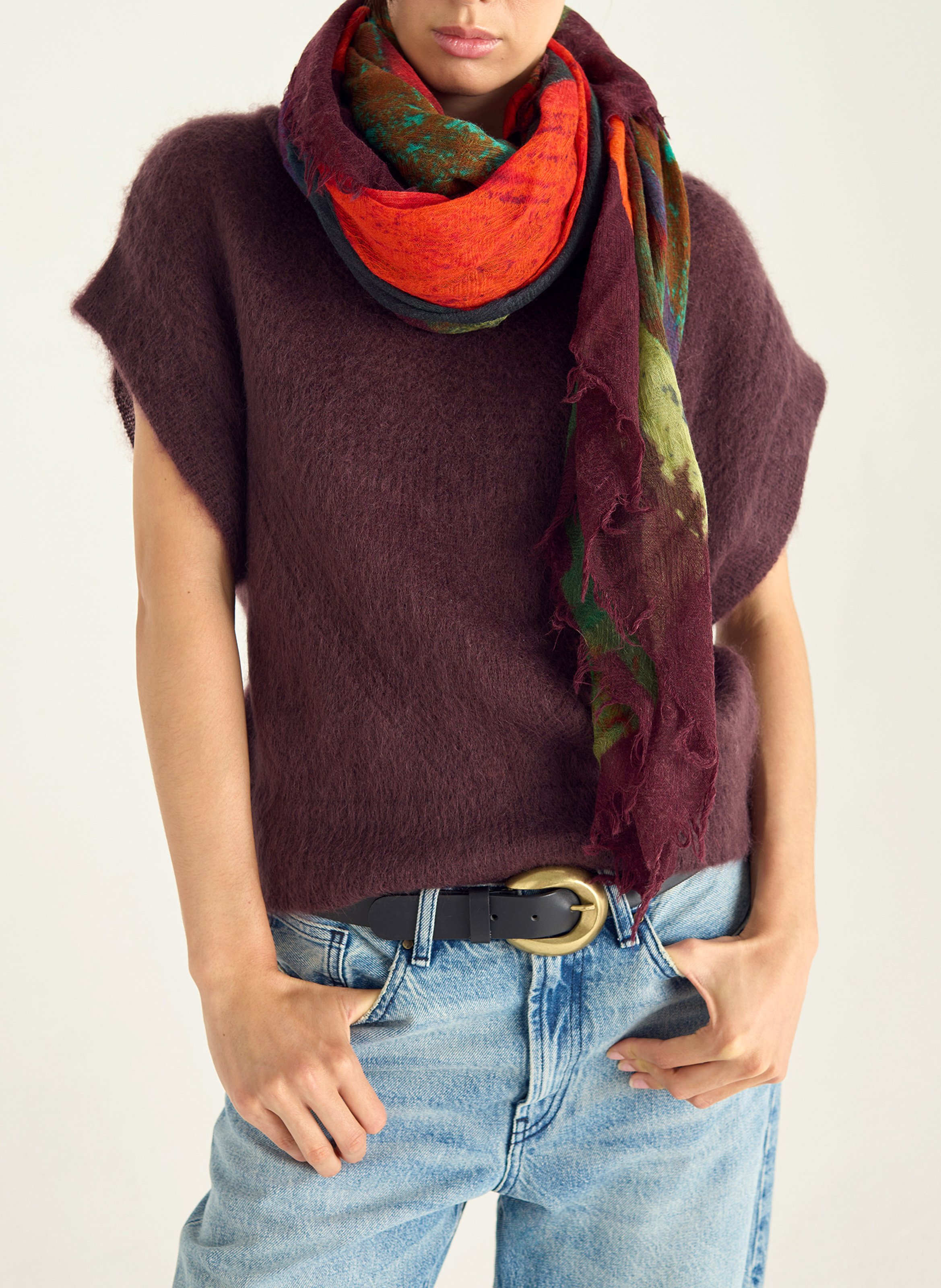 Effen wollen sjaal COTELAC Violet