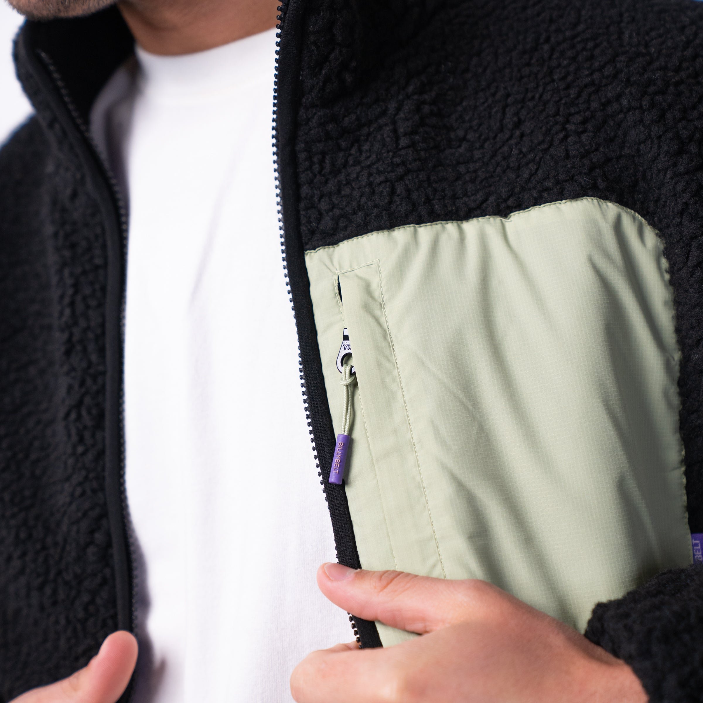 Sherpa bi-material jacket BILLYBELT Black