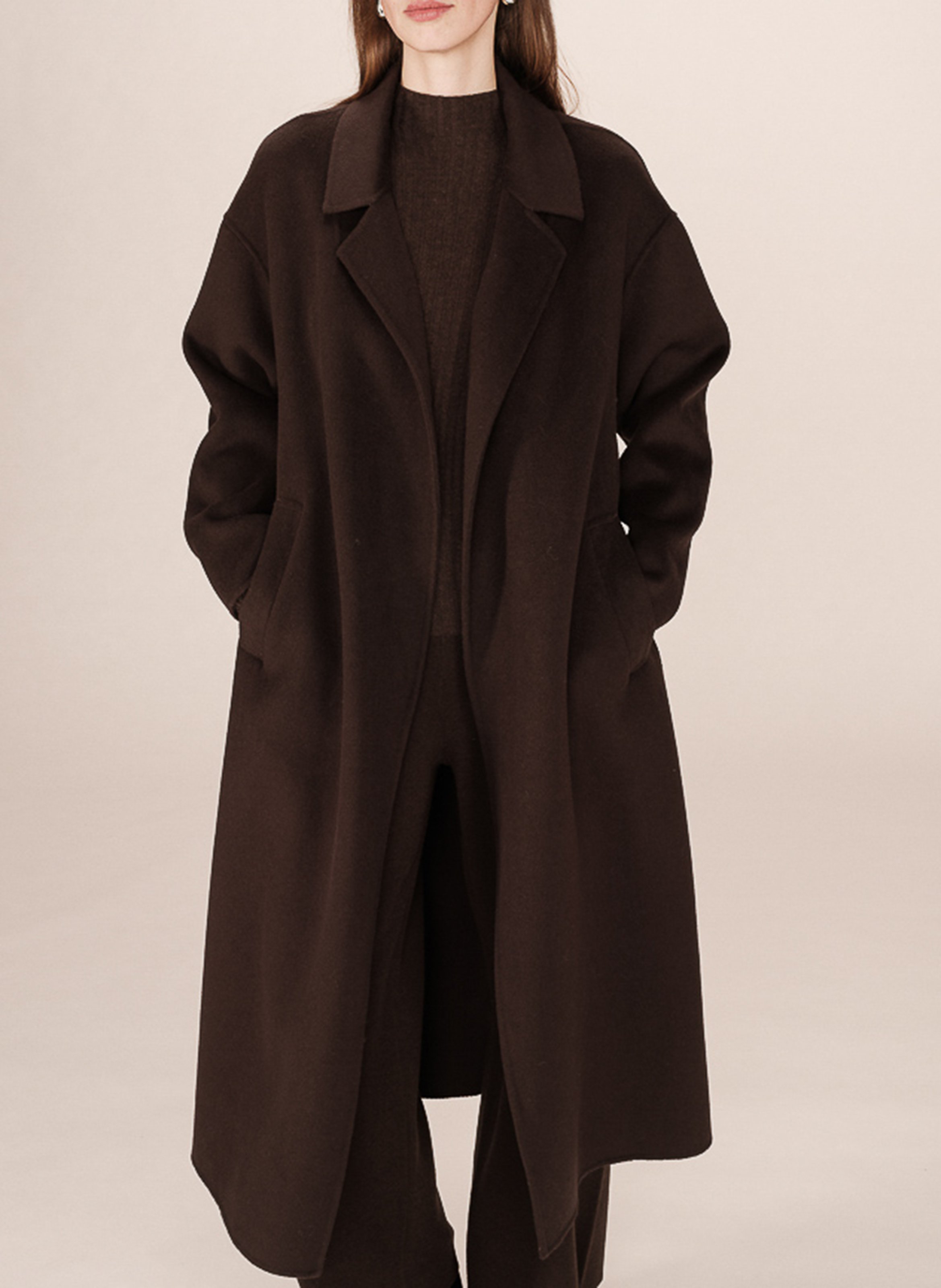 Oversized wool-blend coat with tailored collar GRACE ET MILA Brown
