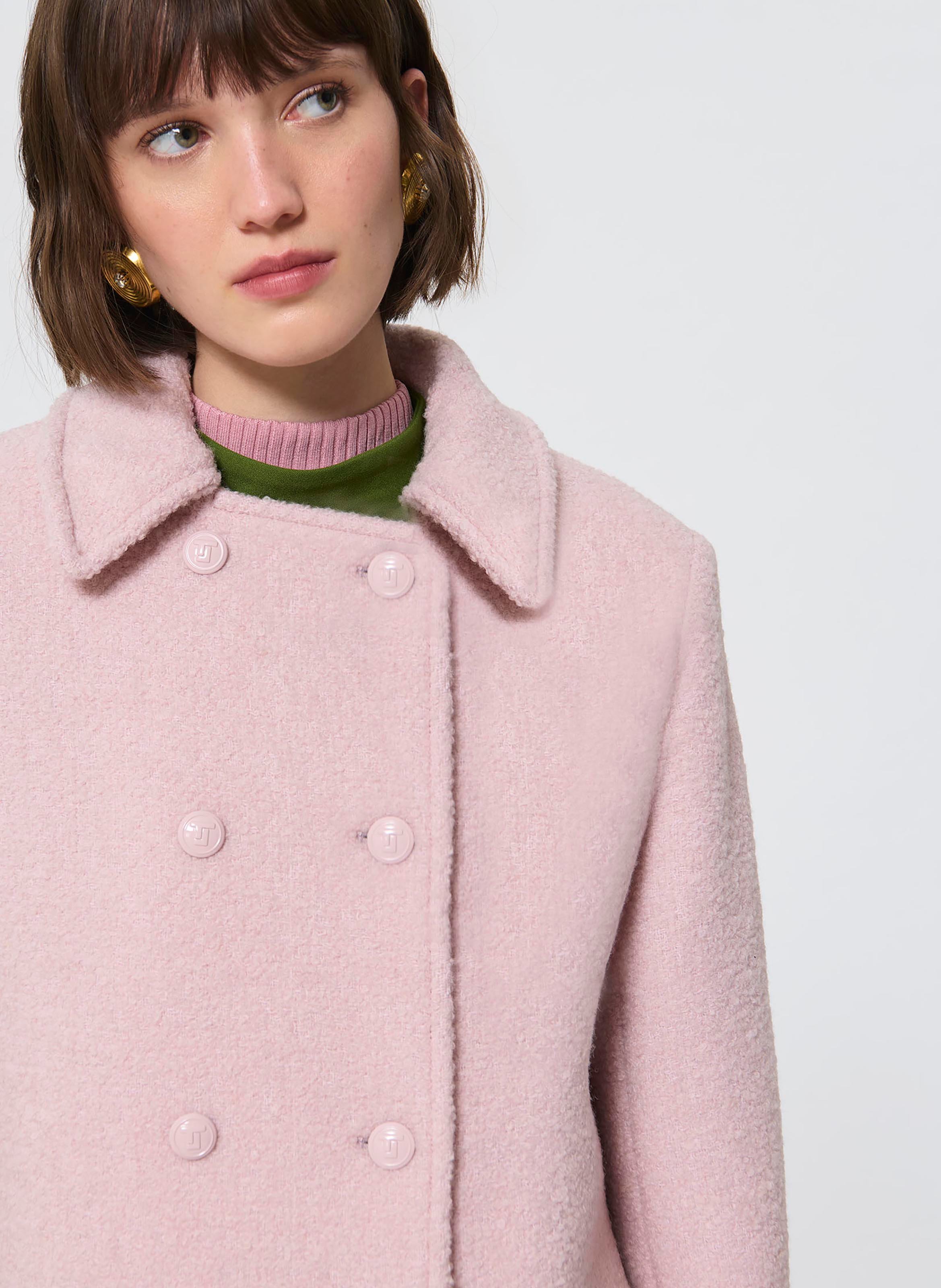 Long coat with classic collar in a wool blend TARA JARMON Pink