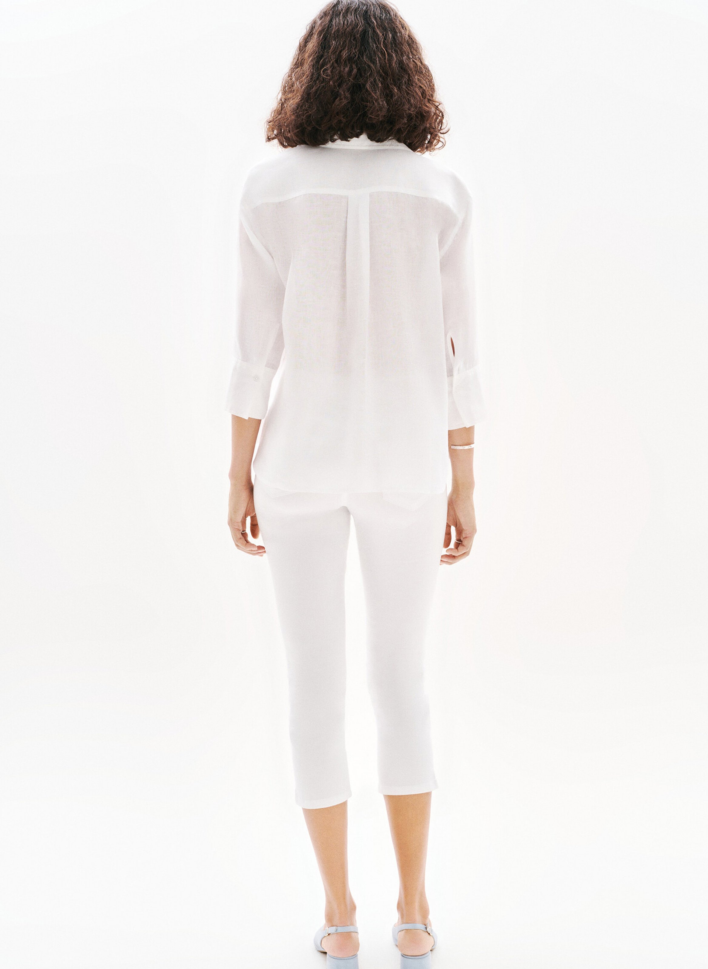 Straight linen shirt with classic collar CAROLL White