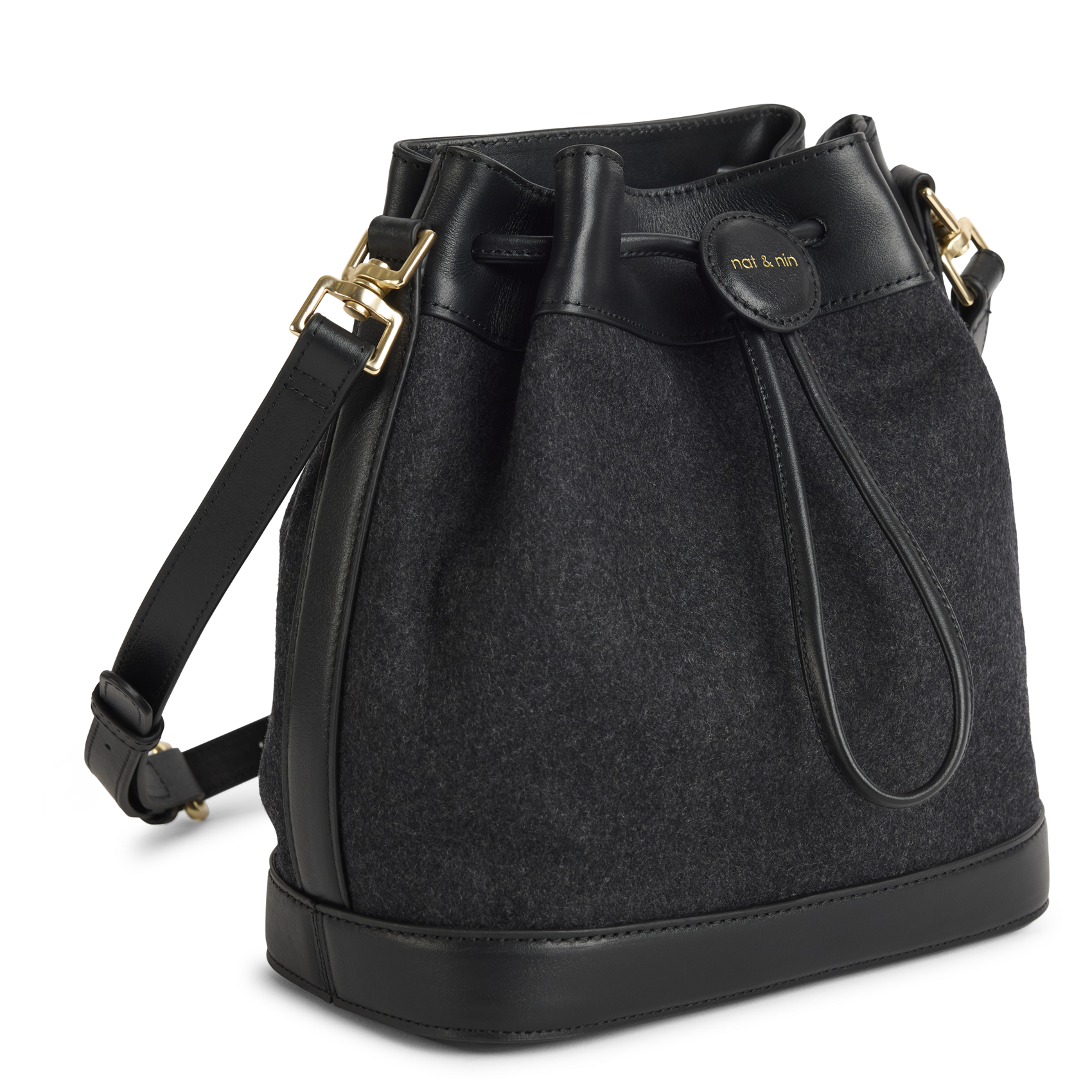 Sac seau en cuir mélangé NAT & NIN Noir