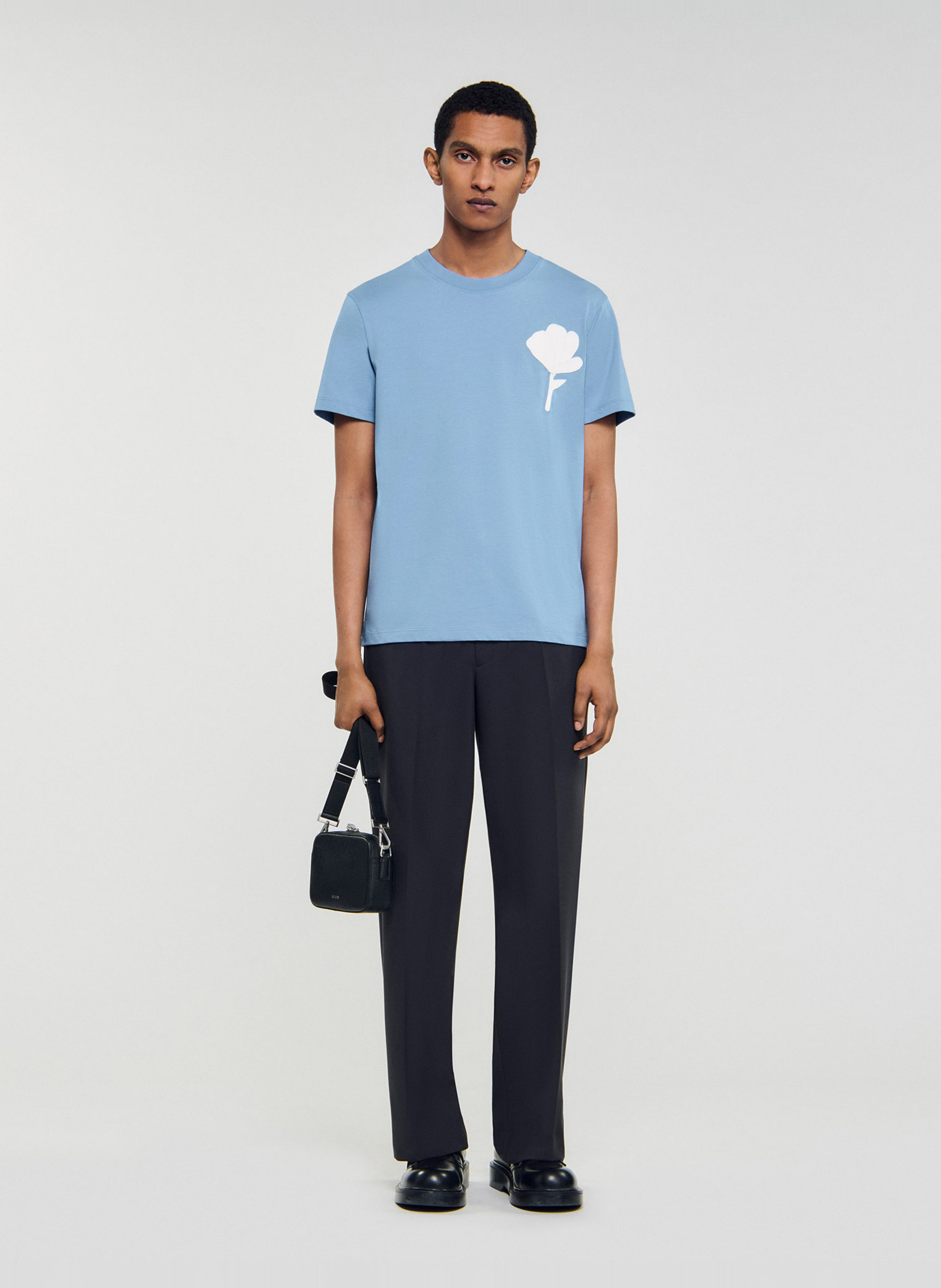 T-shirt met korte mouwen en zeefdruk SANDRO Blauw