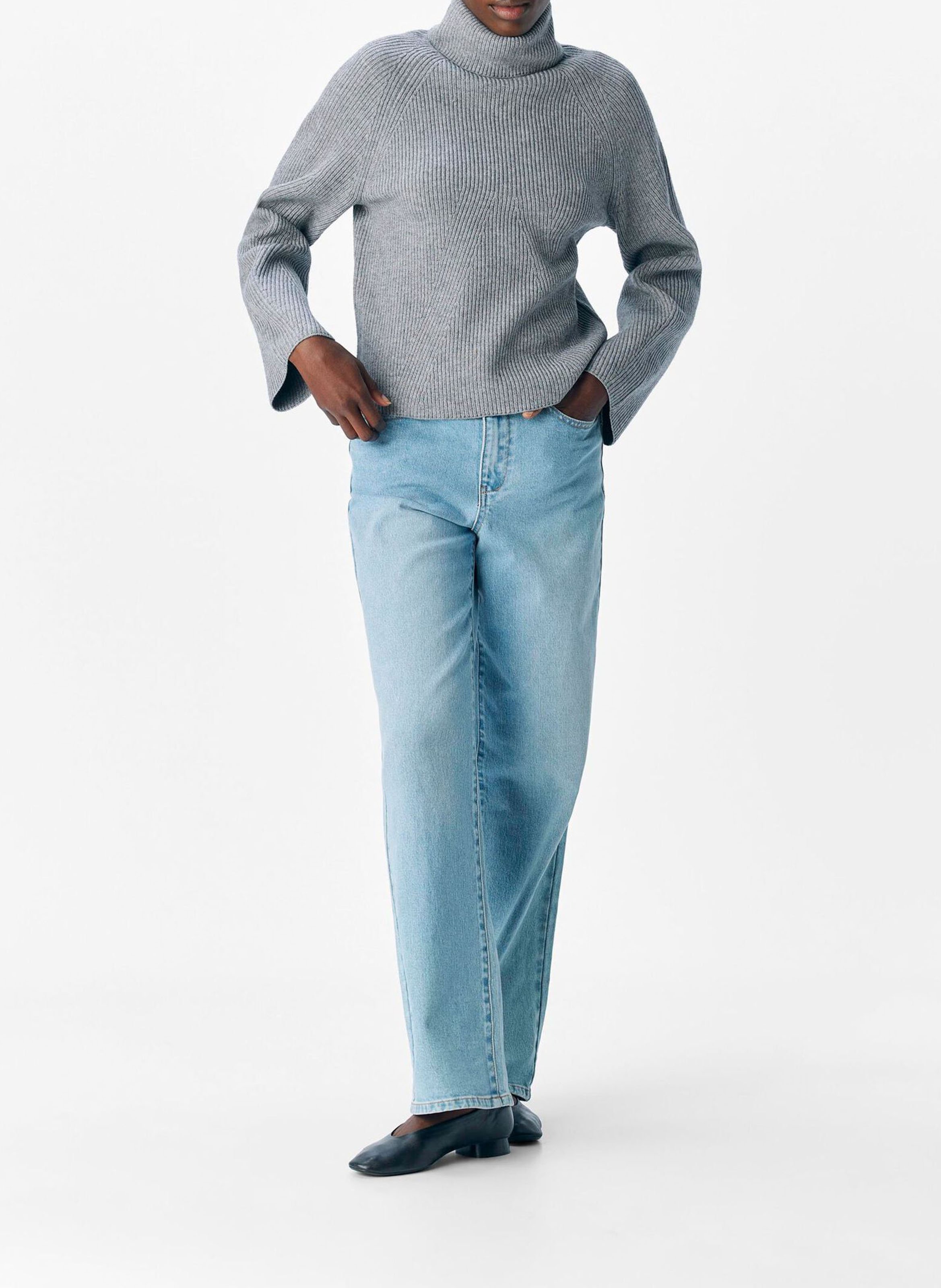 Rechte, gebreide coltrui OBJECT Grijs