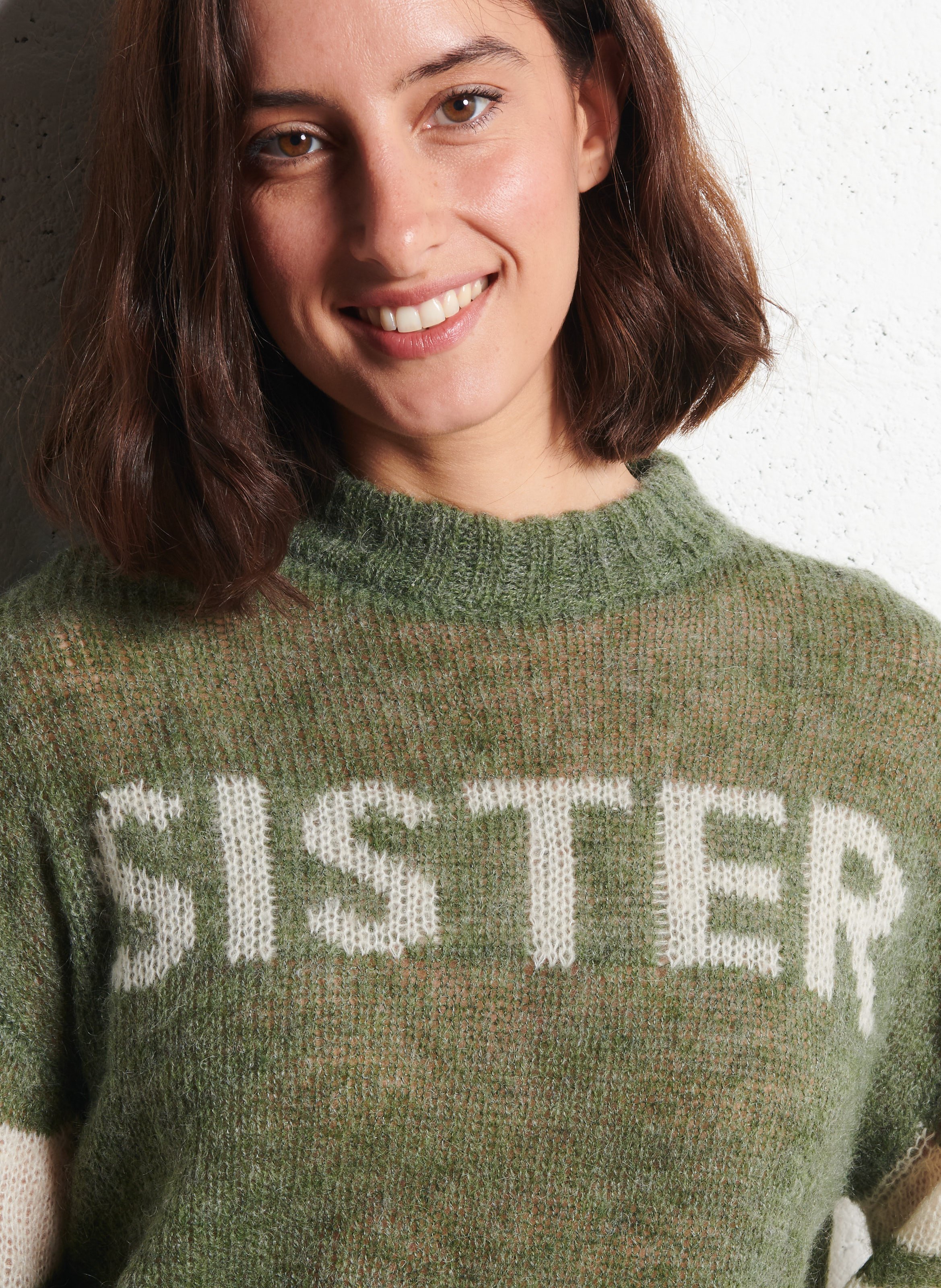 Pull oversize en laine mélangée THE TINY BIG SISTER Kaki