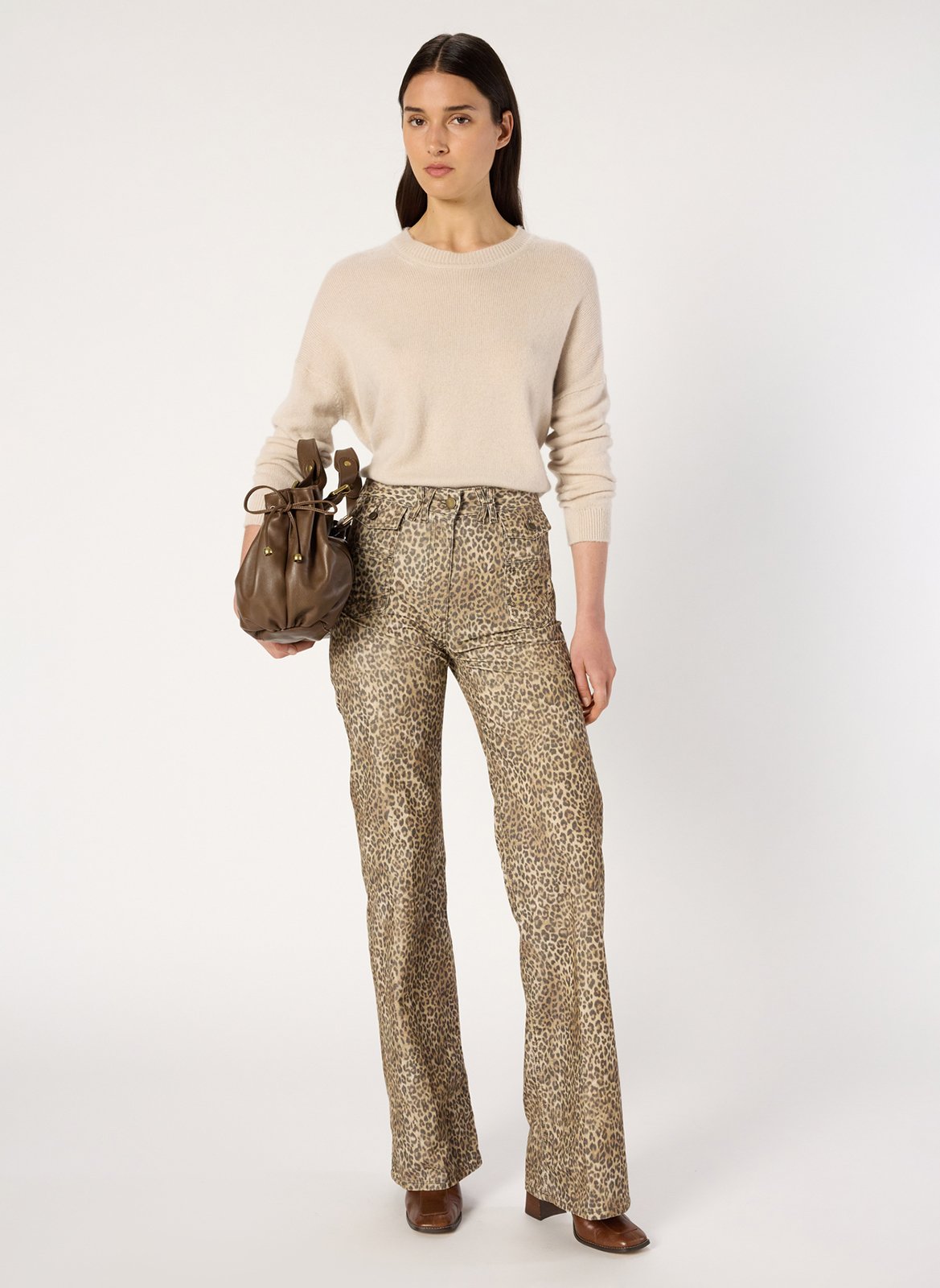 Pull col rond en cachemire GERARD DAREL Beige