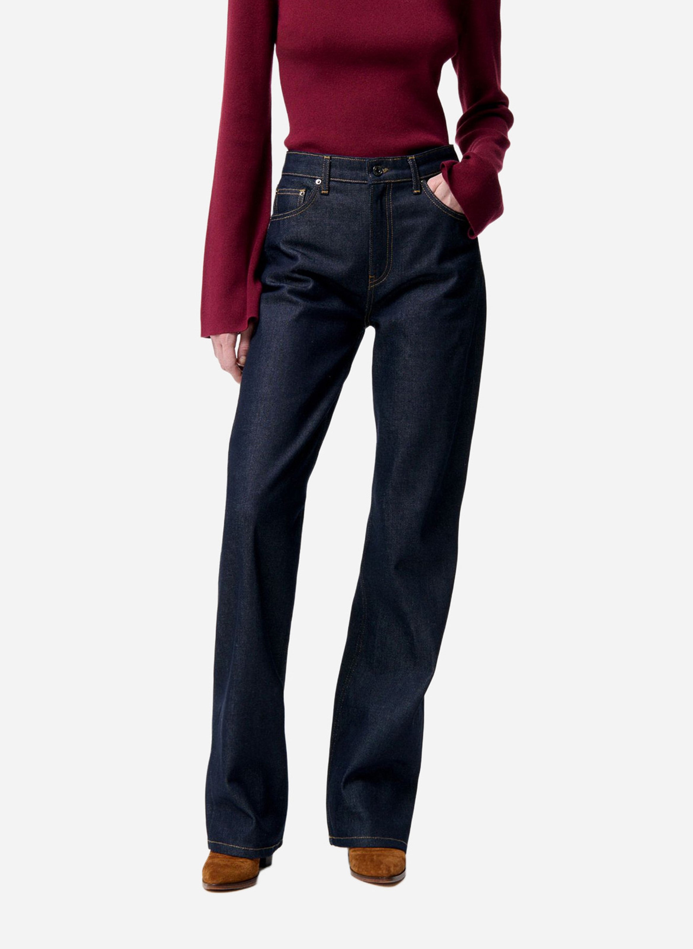 Pantalon taille haute en denim brut VANESSA BRUNO Bleu