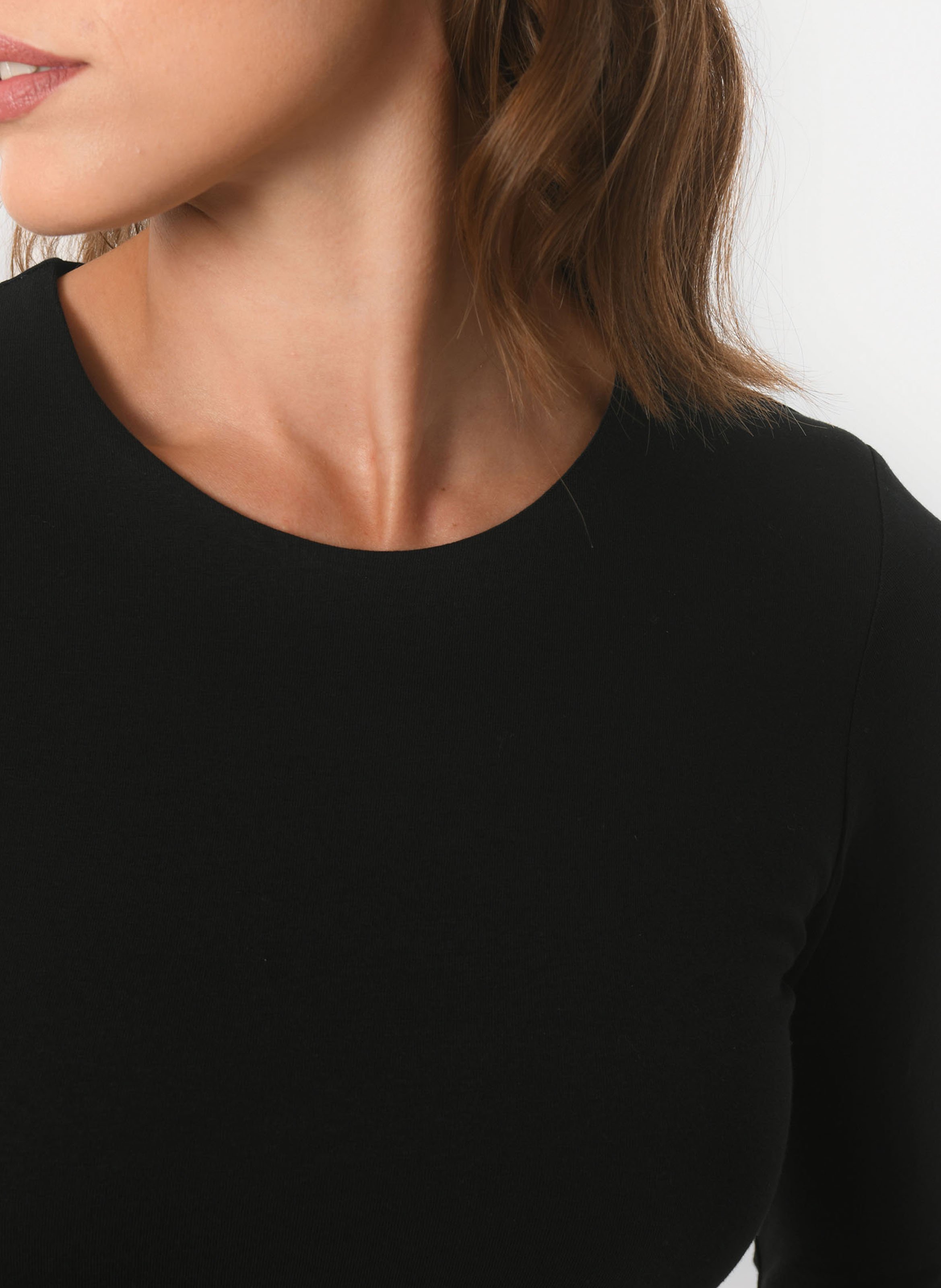 Tee-shirt moulant col rond en coton mélangé KOOKAI Noir