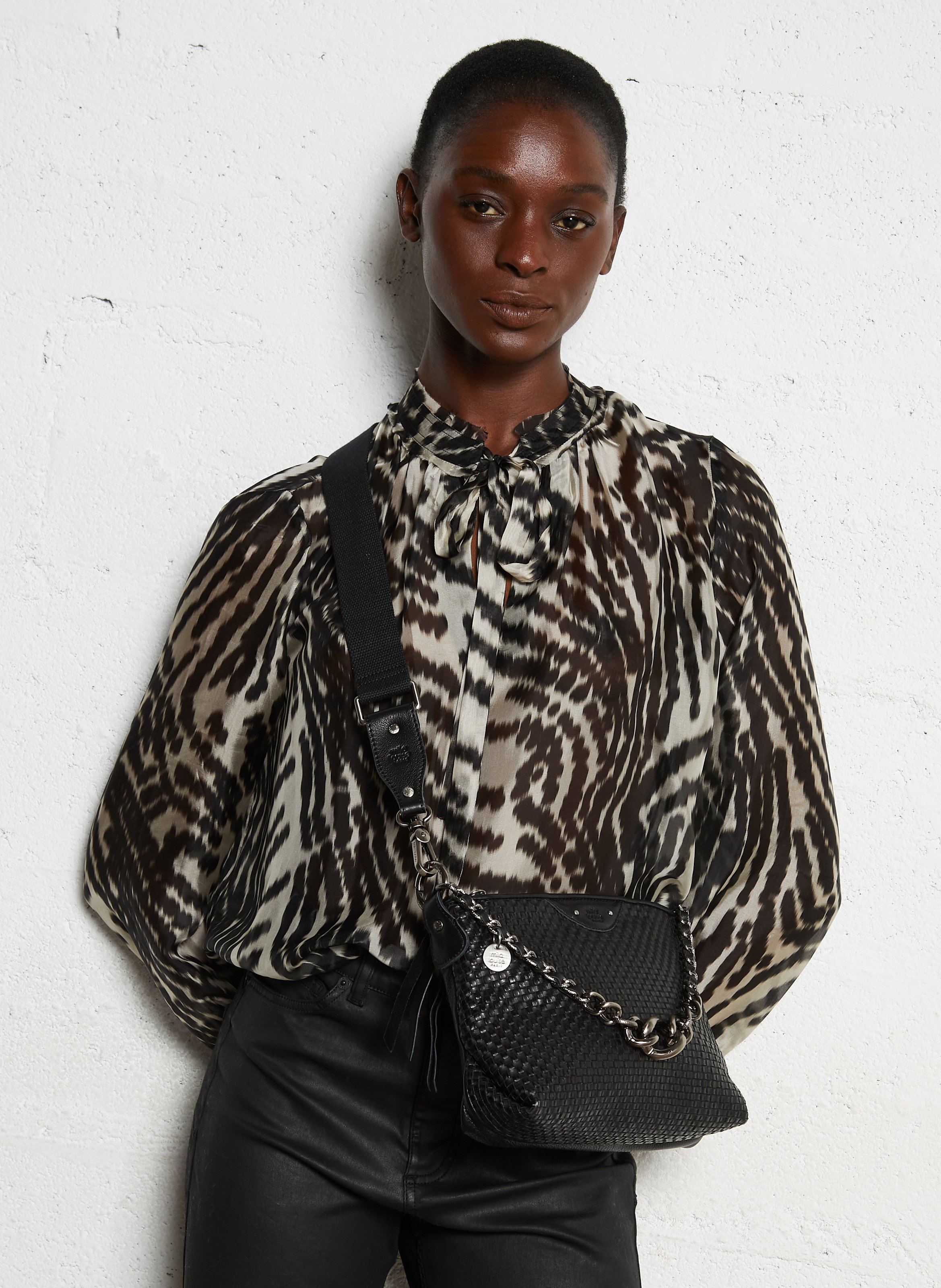 Brieftasche aus Leder MILA LOUISE Schwarz