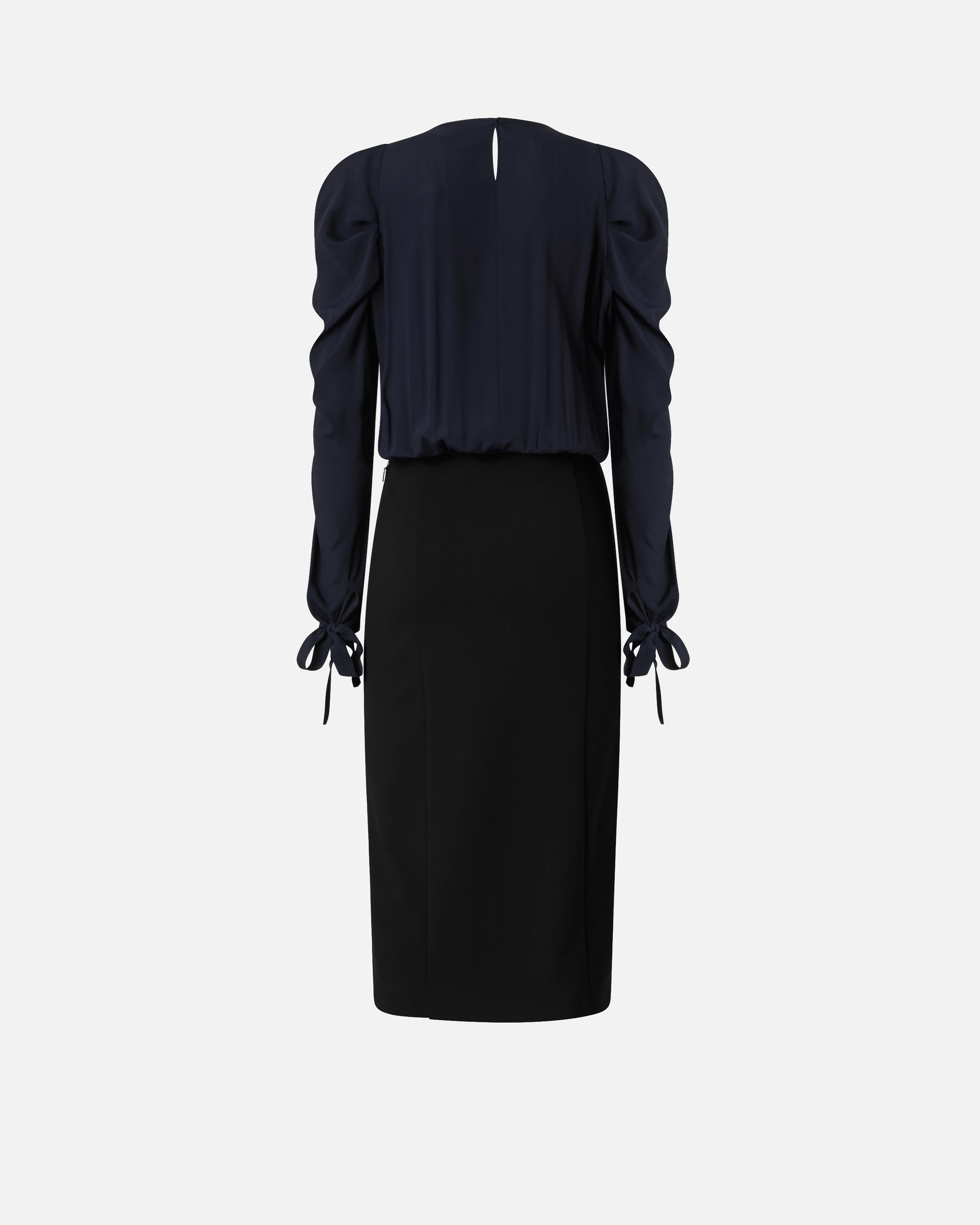 Fitted dual-material mid-length dress PINKO Black